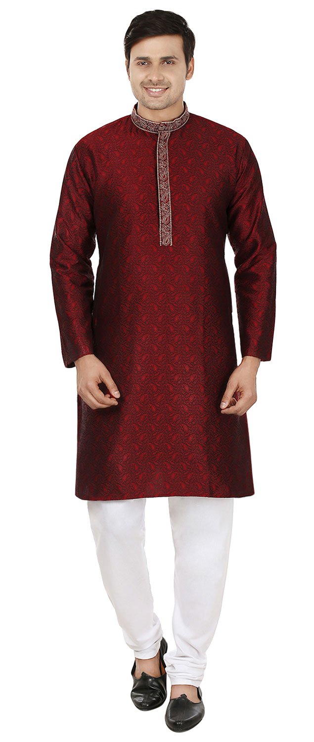Maple Clothing Men's Kurta Pajama Set - Premium Poly Silk Indian Traditional Wear for Wedding & Festive Occasions | Perfect for Diwali, Eid & Cultural Celebrations