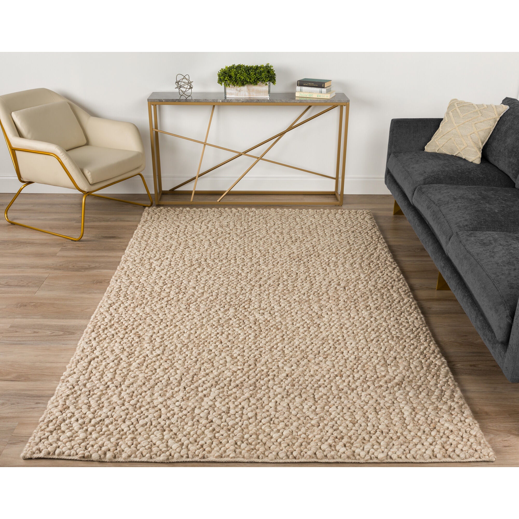 Gorbea Latte Area Rug - Soft Plush Shag Carpet for Living Room, Bedroom, Home Decor - Cozy Boho Chic Floor Mat for Home & Office