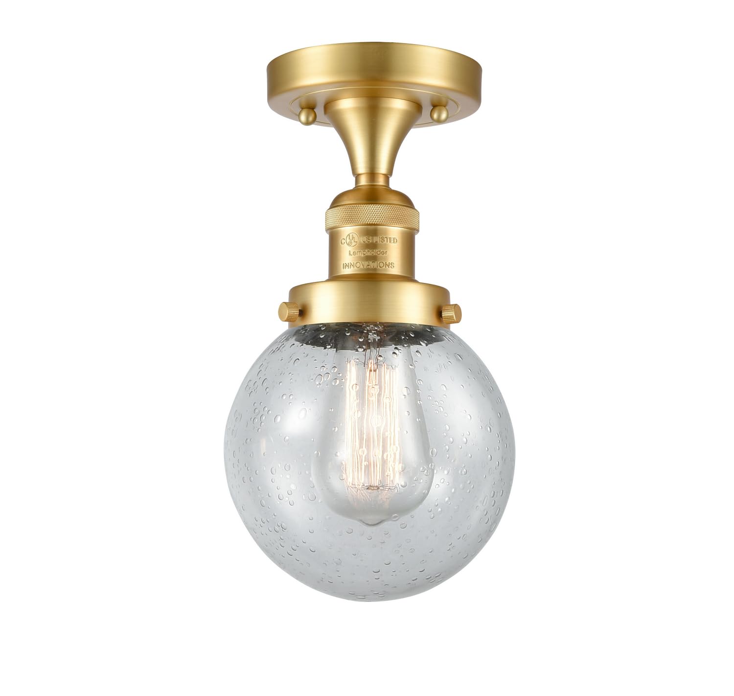 517-1CH-SG-G204-6-LED Bare Bulb 1 Light Cord Set in Satin Gold Finish - Vintage Edison Style Pendant Lighting for Cafe, Restaurant, and Home Decor