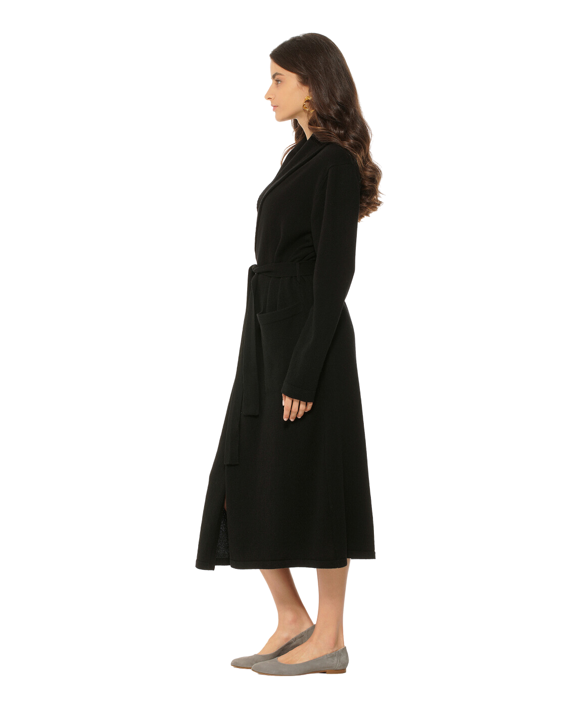 Luxury Women's Pure Cashmere Knit Robe - Soft Brown Winter Bathrobe for Spa, Lounge & Home Relaxation