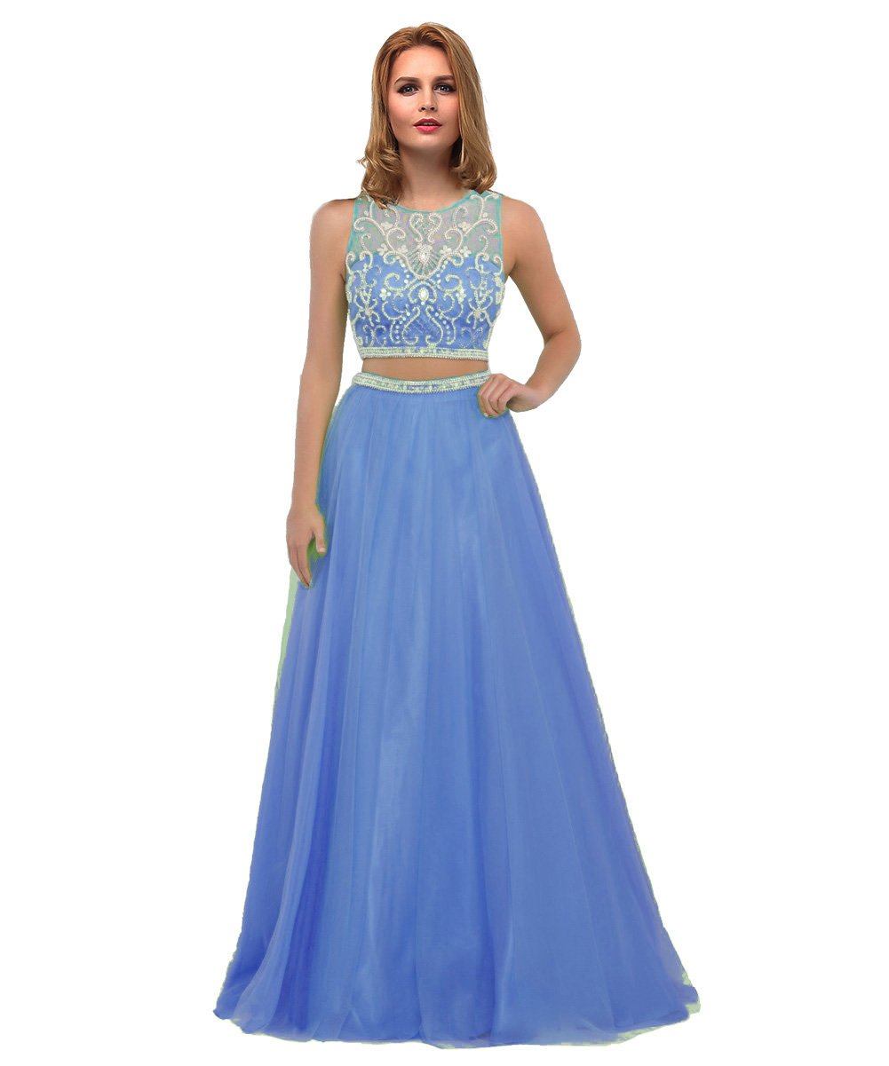 Elegant Sheer Neck Two-Piece Long Prom Dresses for Women | Formal Evening Gowns | Perfect for Homecoming, Prom Night & Special Occasions