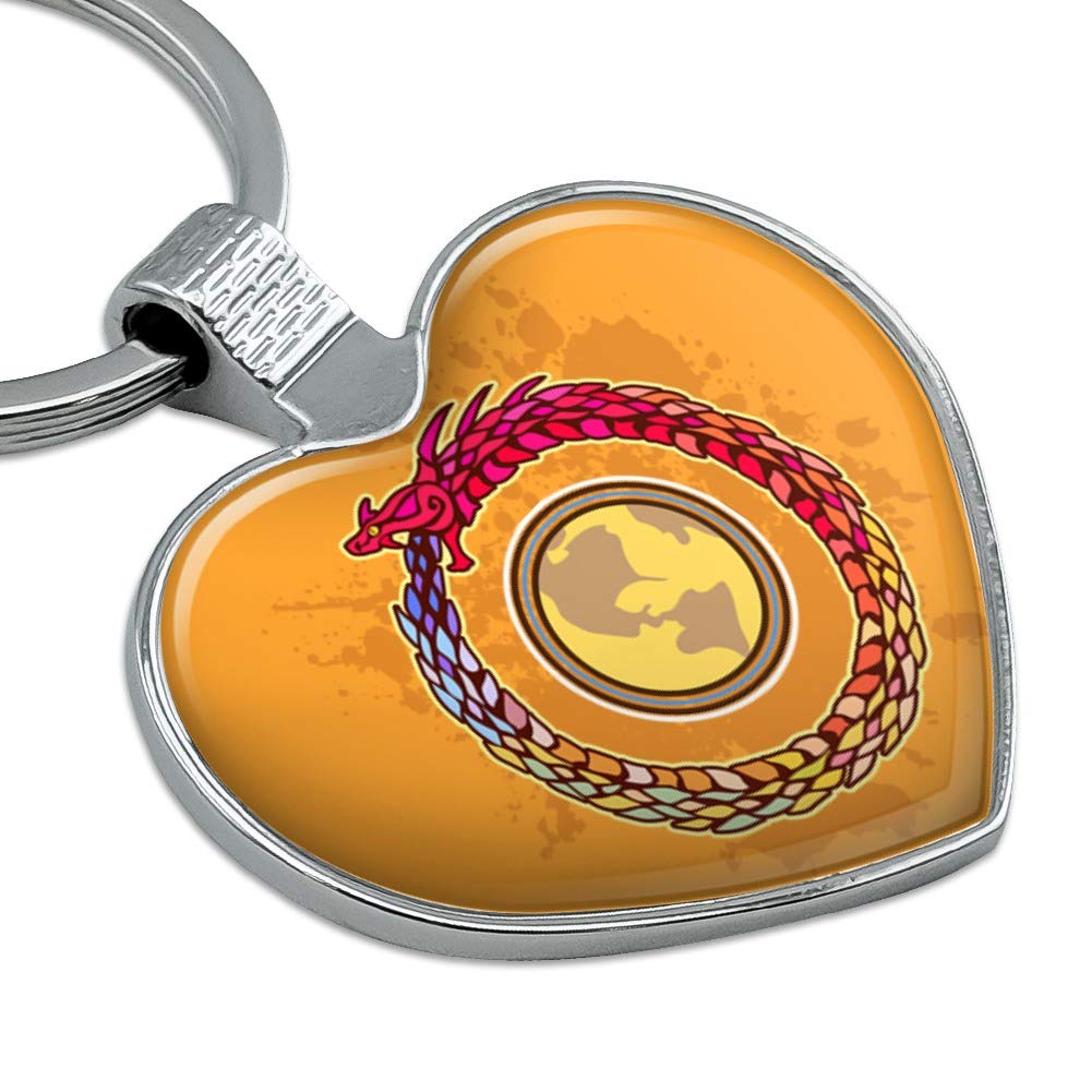 Ouroboros Snake Eating Tail Circle Keychain - Heart Love Metal Key Ring - Perfect for Gifts, Jewelry, and Gothic Fashion Accessories