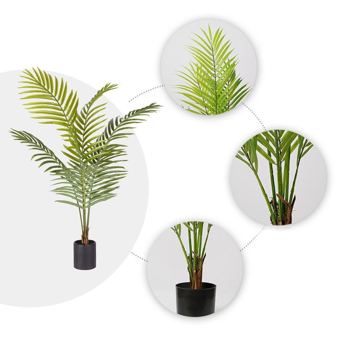 2 Pack 120cm Artificial Areca Palm Tree - Green Fake Tropical Plants for Indoor Home & Office Decor - Perfect for Living Room, Bedroom, Balcony and Wedding Decoration