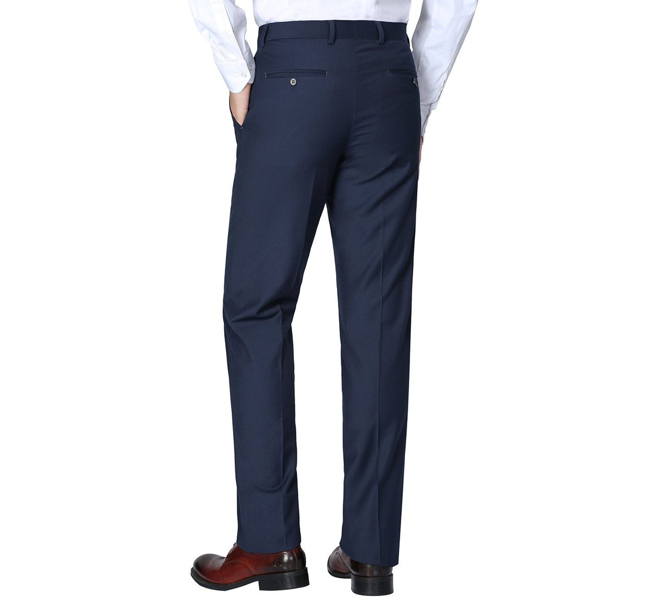 Alessandro Vitello by Renoir Navy Classic Fit Flat Front Suit Pants for Men - Premium Business Formal Wear for Office, Weddings & Special Occasions