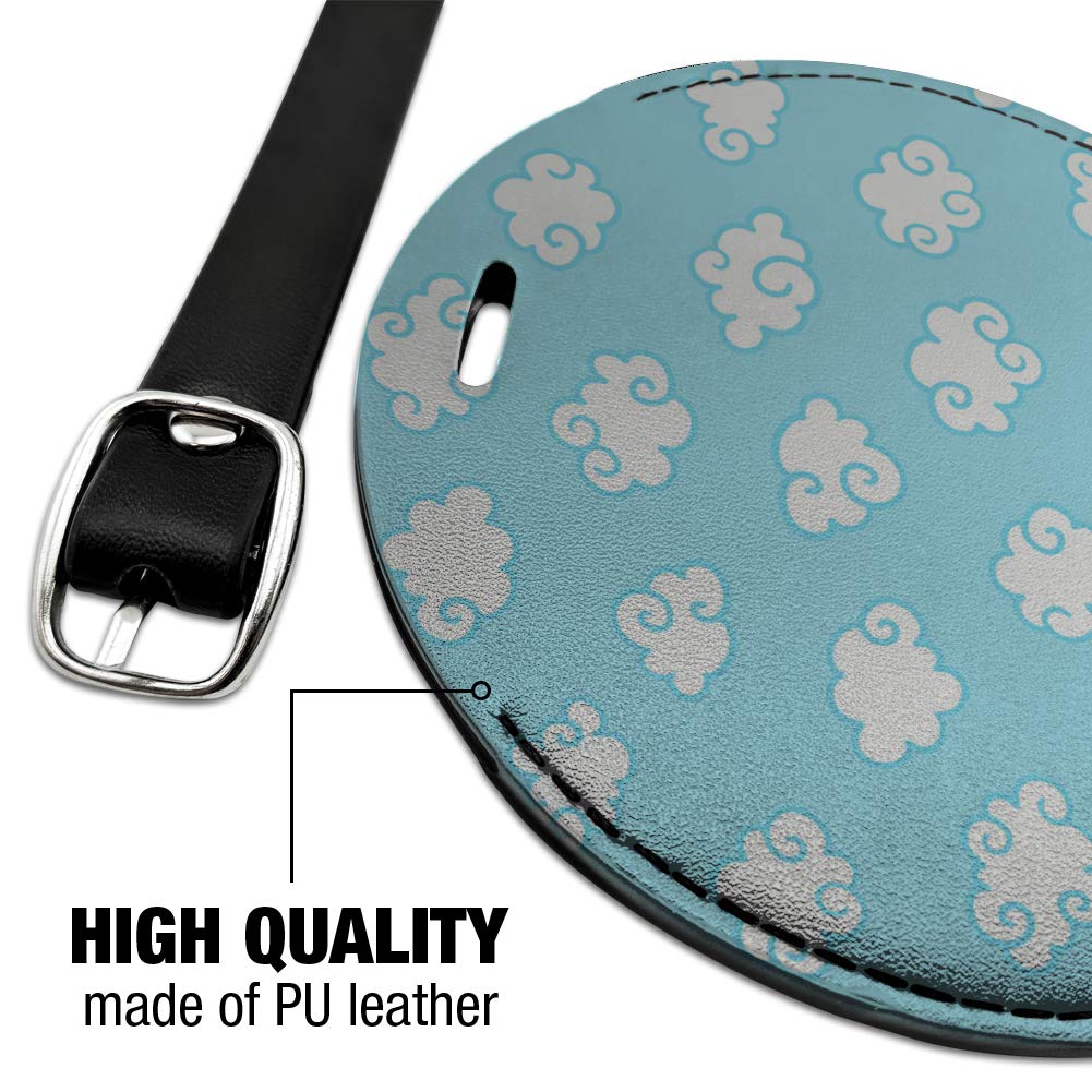 Stylish Round Leather Luggage Tag with Cloud Pattern - Durable Suitcase ID Tag for Carry-On Bags - Perfect for Travel, Business Trips & Vacation