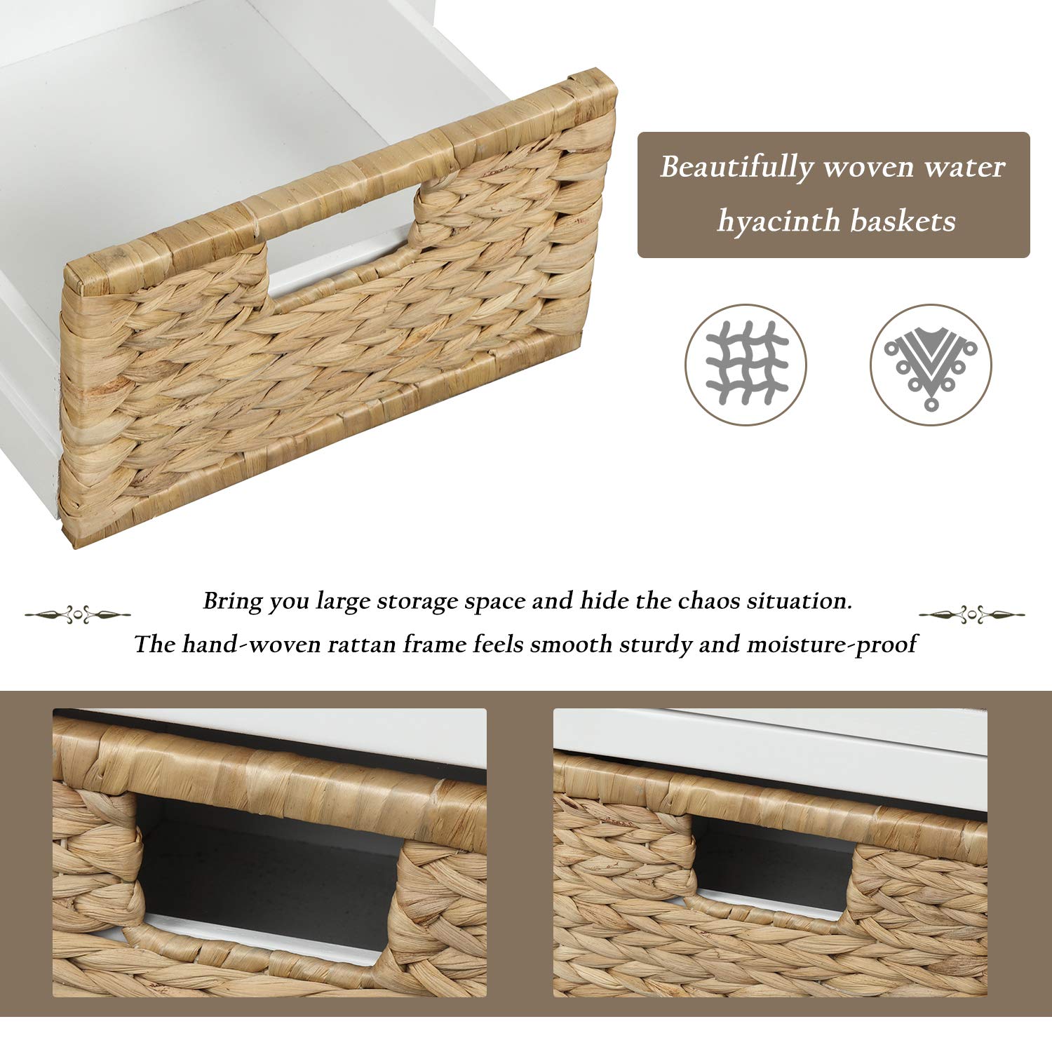 Rustic Entryway Storage Bench with Drawers & Baskets - for Shoes & Living Room