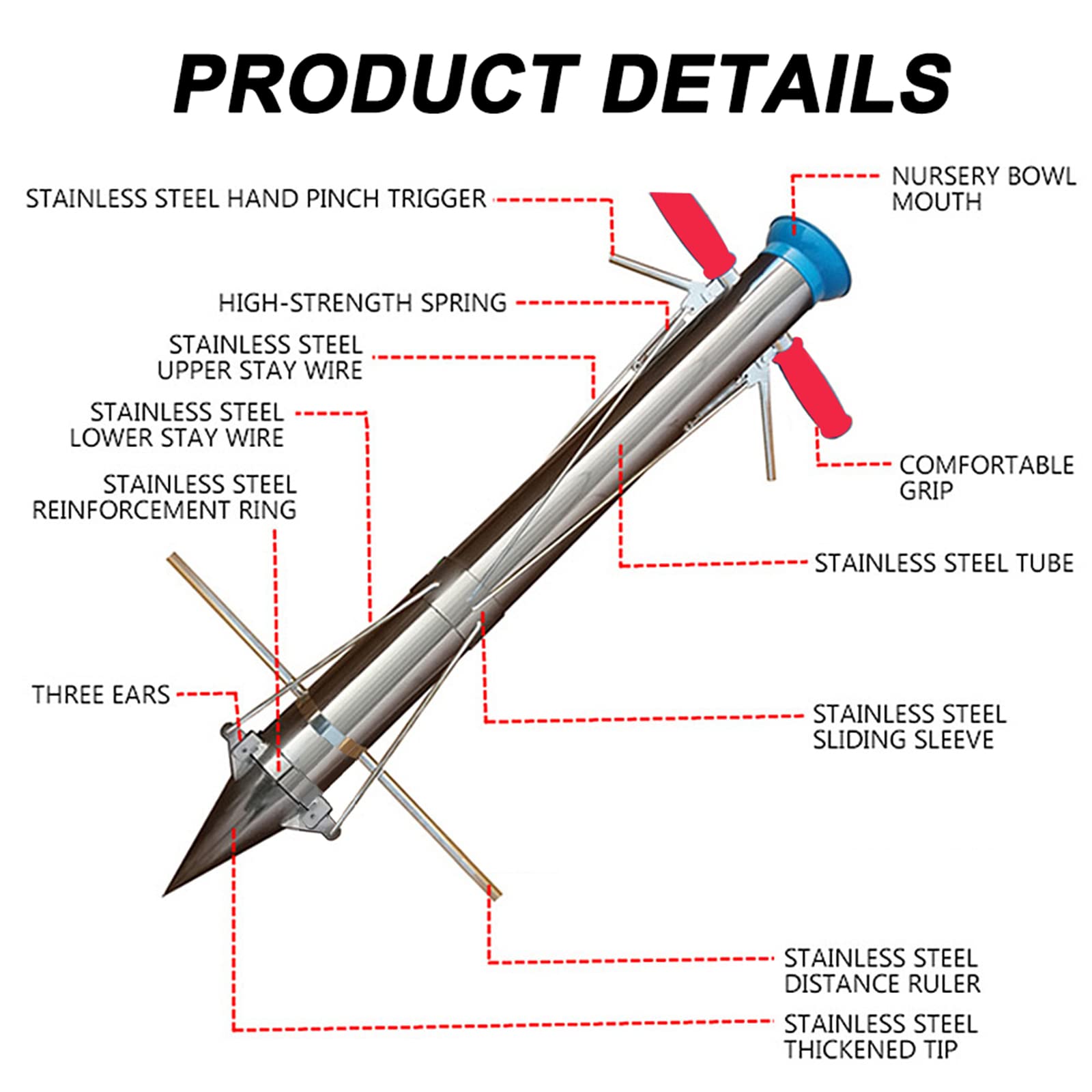 Stainless Steel Bulb Planter Tool - Multi-Functional Vegetable Seedling Cultivator & Manual Drill Seeder for Transplanting Young Plants | Perfect for Garden, Yard, Greenhouse & Indoor Herb Planting