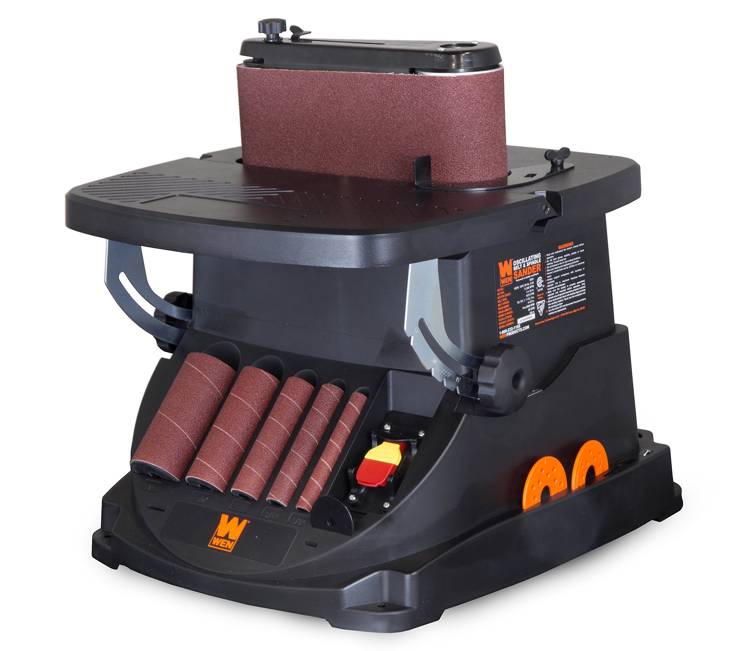 WEN 5-Amp Oscillating Belt & Spindle Sander Combo - 2-in-1 Woodworking Power Tool for Sanding, Shaping & Smoothing Wood, Metal & Plastic - Perfect for DIY Projects & Professional Workshops