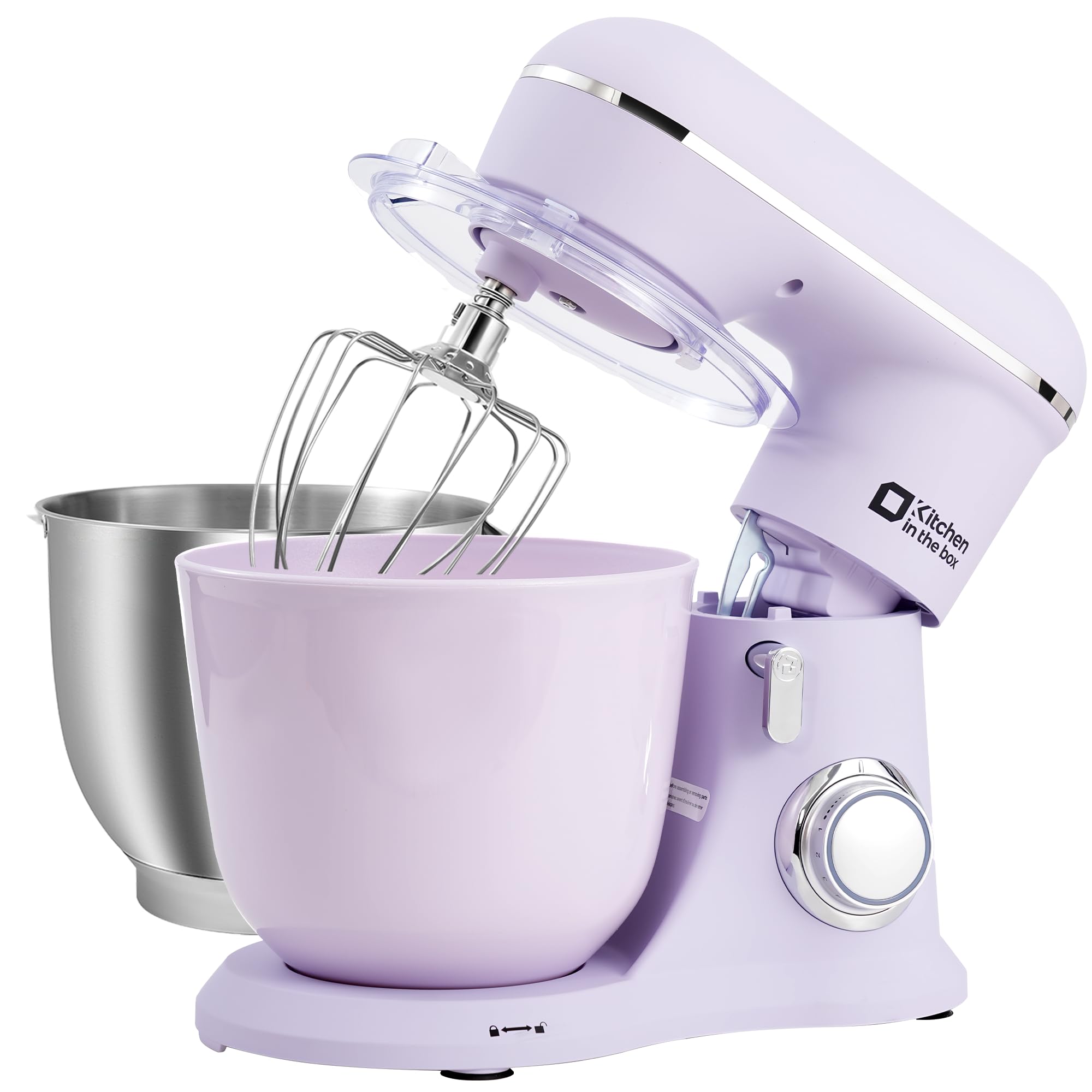4.5QT Stand Mixer with 5QT Bowl, 10 Speeds - Egg Whisk & Dough Hook Included for Baking & Cooking (Lilac)