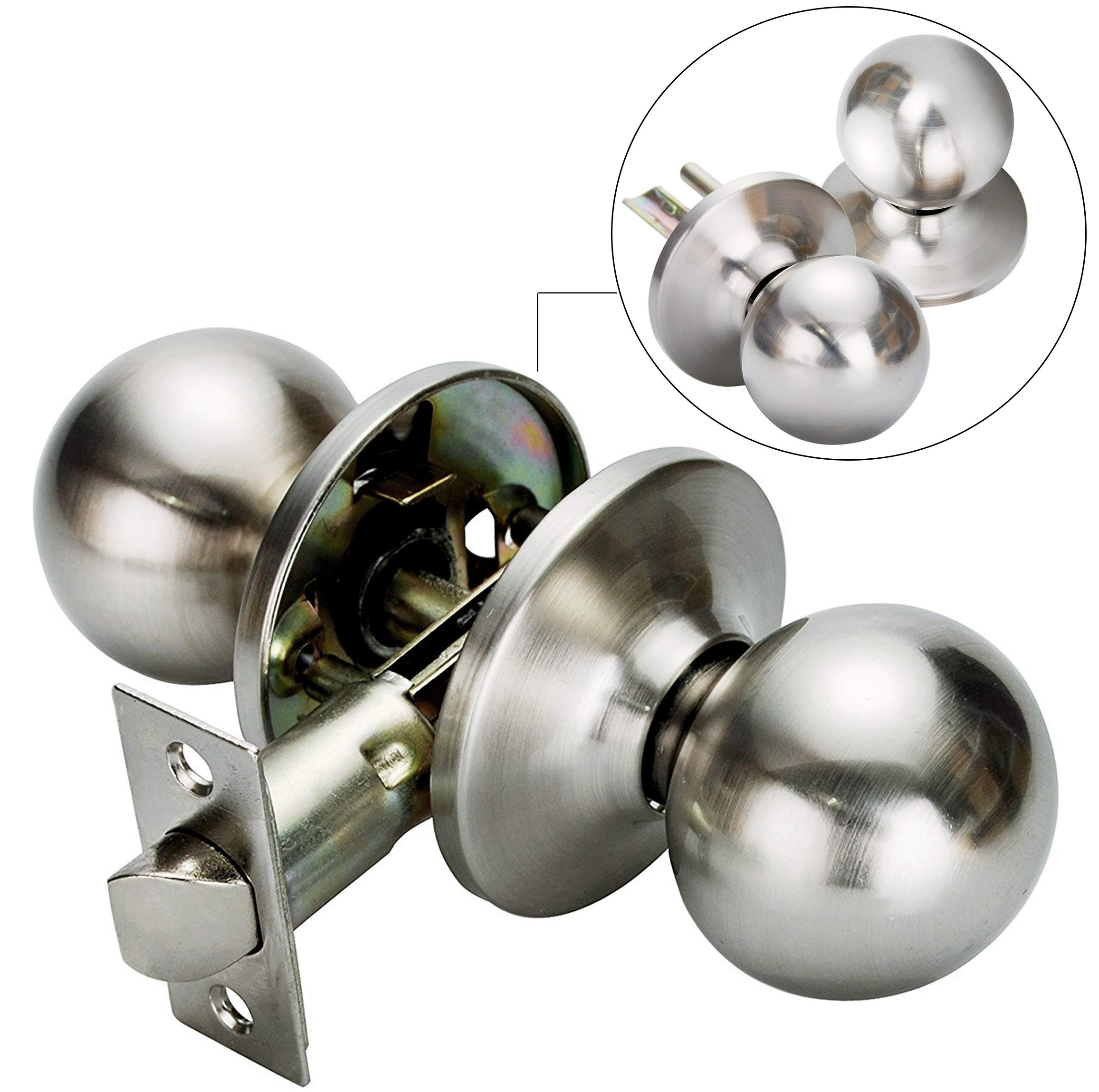 10 Pack Classic Hall & Closet Door Handle Locks - Durable Passage Door Knob Set for Bedrooms, Bathrooms & Interior Doors - Perfect for Homes, Offices & Rental Properties