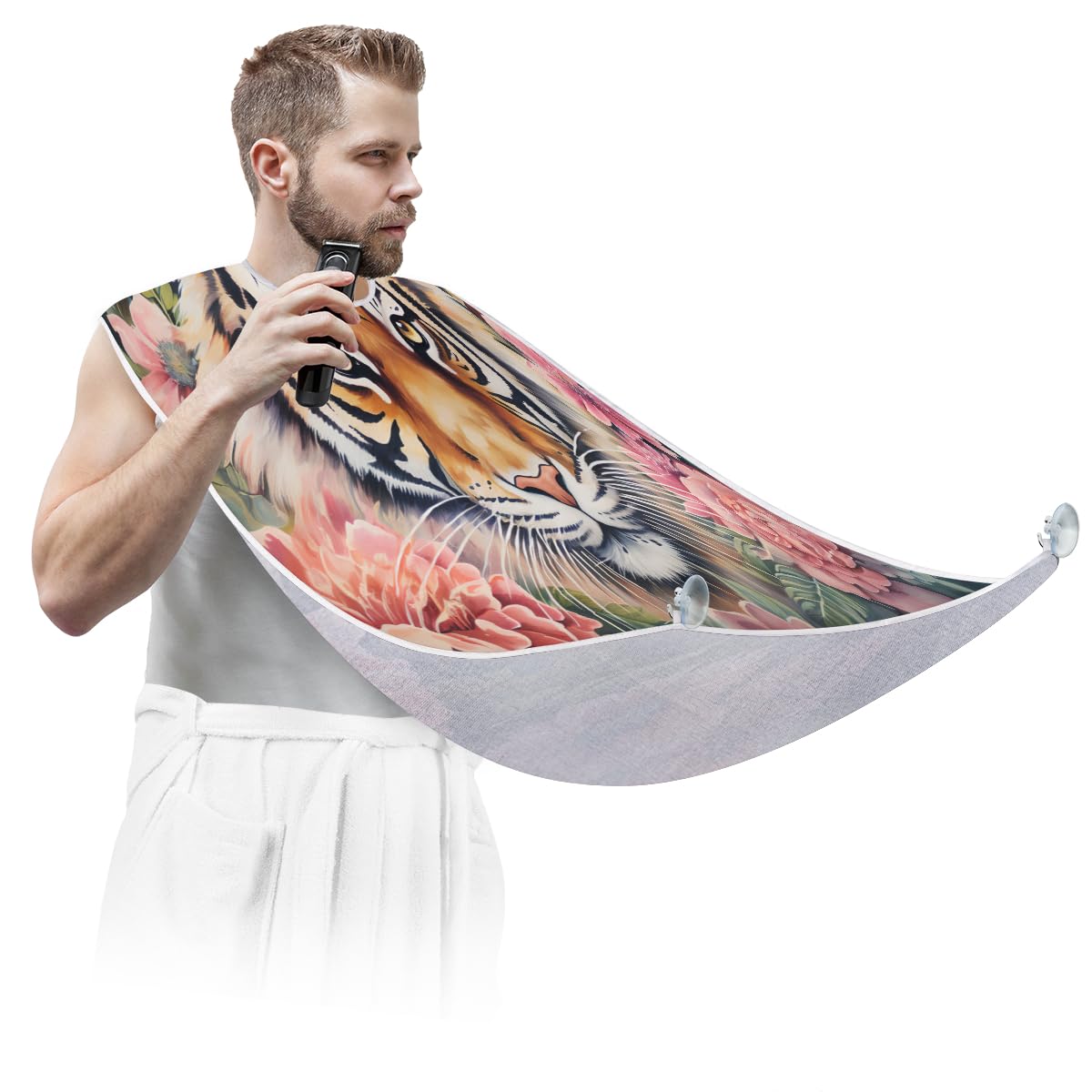 Men's Waterproof Shaving Bib with Floral Design - Beard Trimming Apron for Barbers & DIY Grooming, Hair Dye Cape for Women & Artists, Sink Hair Catcher - Perfect for Home Salon, Barber Shops & Gift Giving