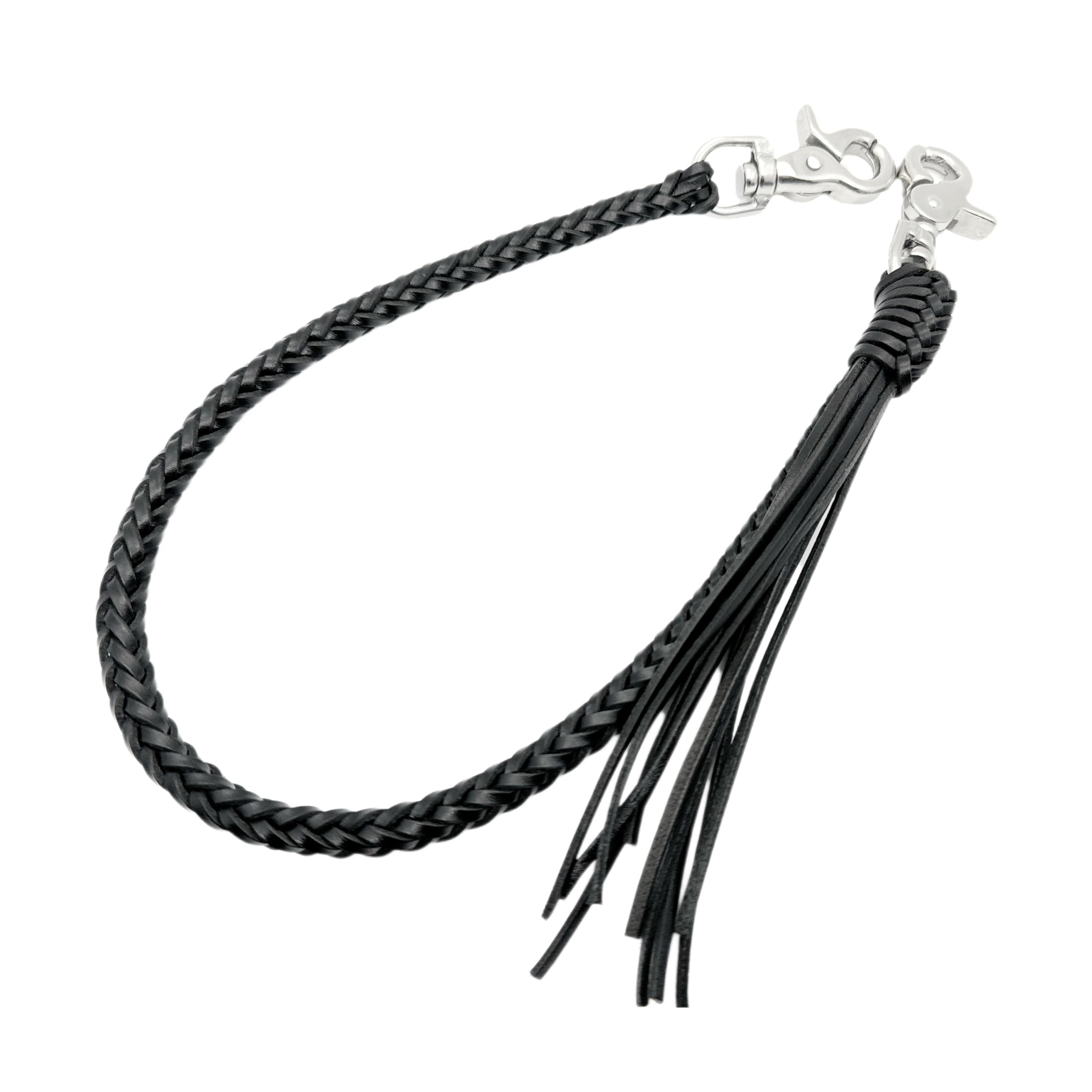 Braided Genuine Leather Wallet Chain with 316 Stainless Steel Swivel Trigger Snaps - Black | Secure Money Clip & Keychain for Men's Bifold Wallets | Everyday Carry Accessory for Work, Travel & Outdoor Activities