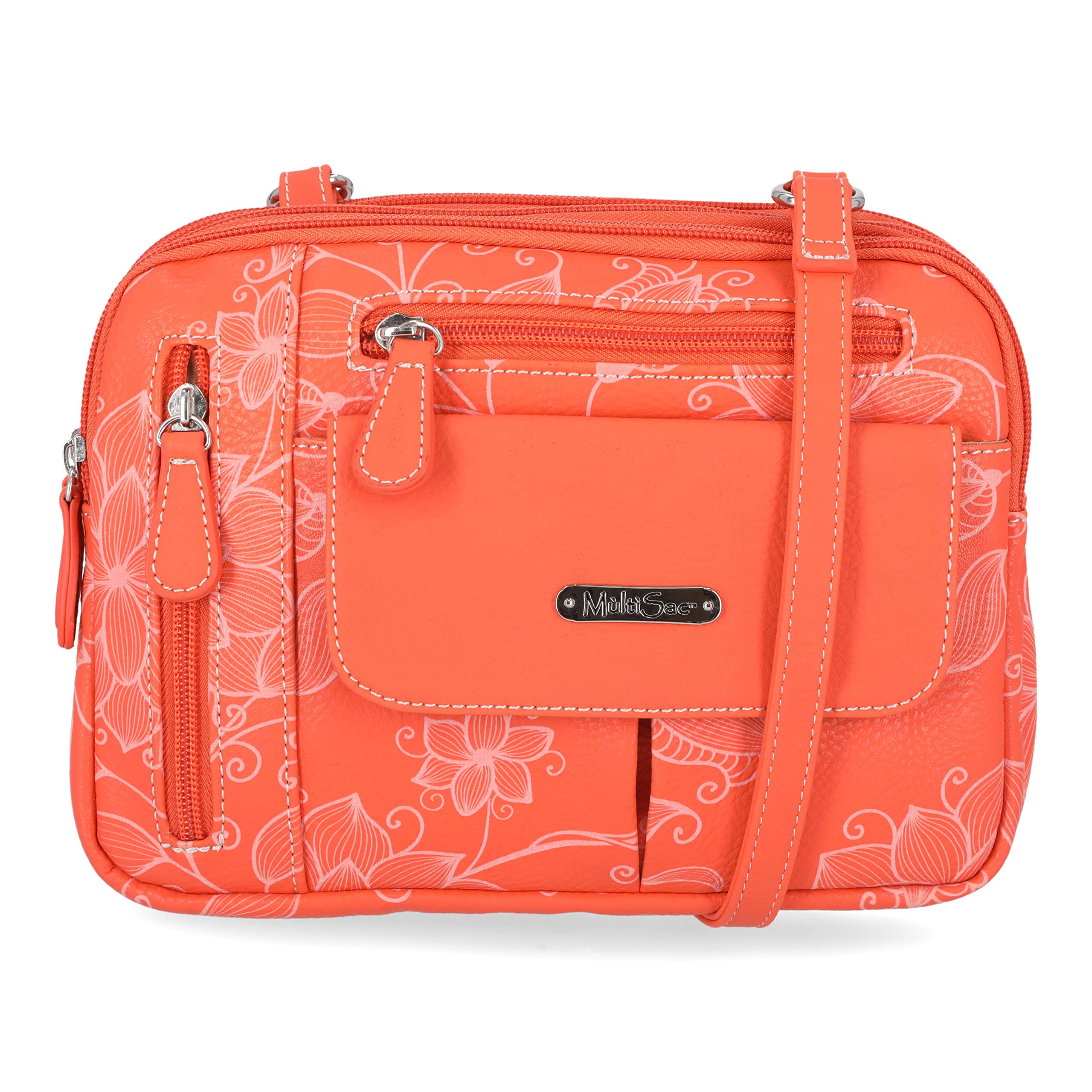 MultiSac Zippy Triple Compartment Crossbody Bag for Women - Stylish & Functional Purse with 3 Zippered Pockets - Perfect for Travel, Shopping, and Everyday Use