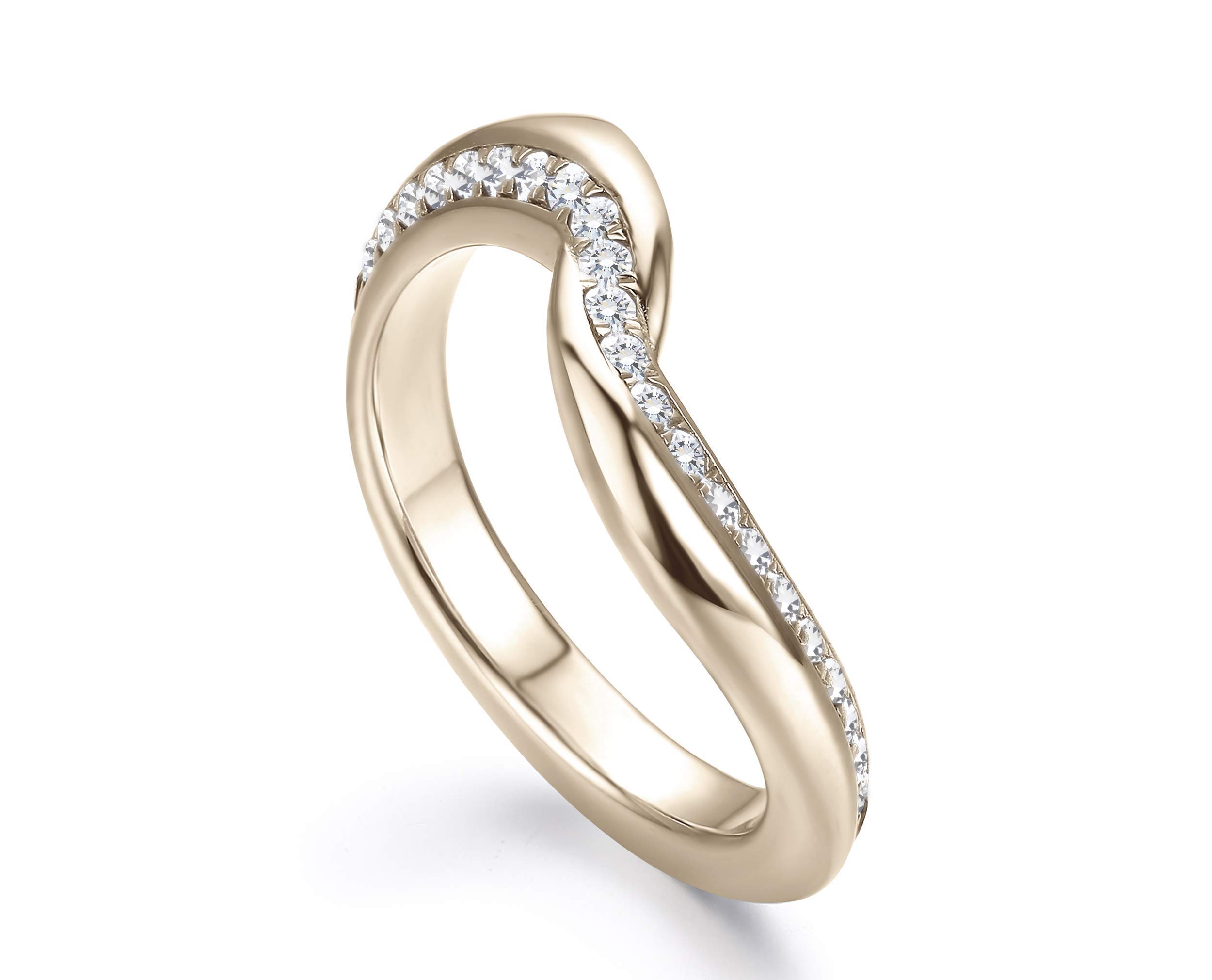 14K Solid Gold Swirl Eternity Ring with Pave Diamonds - April Birthstone Wedding Band & Engagement Ring for Women | Minimalist Unique Non-Traditional Jewelry | Perfect for Anniversaries, Proposals & Special Occasions