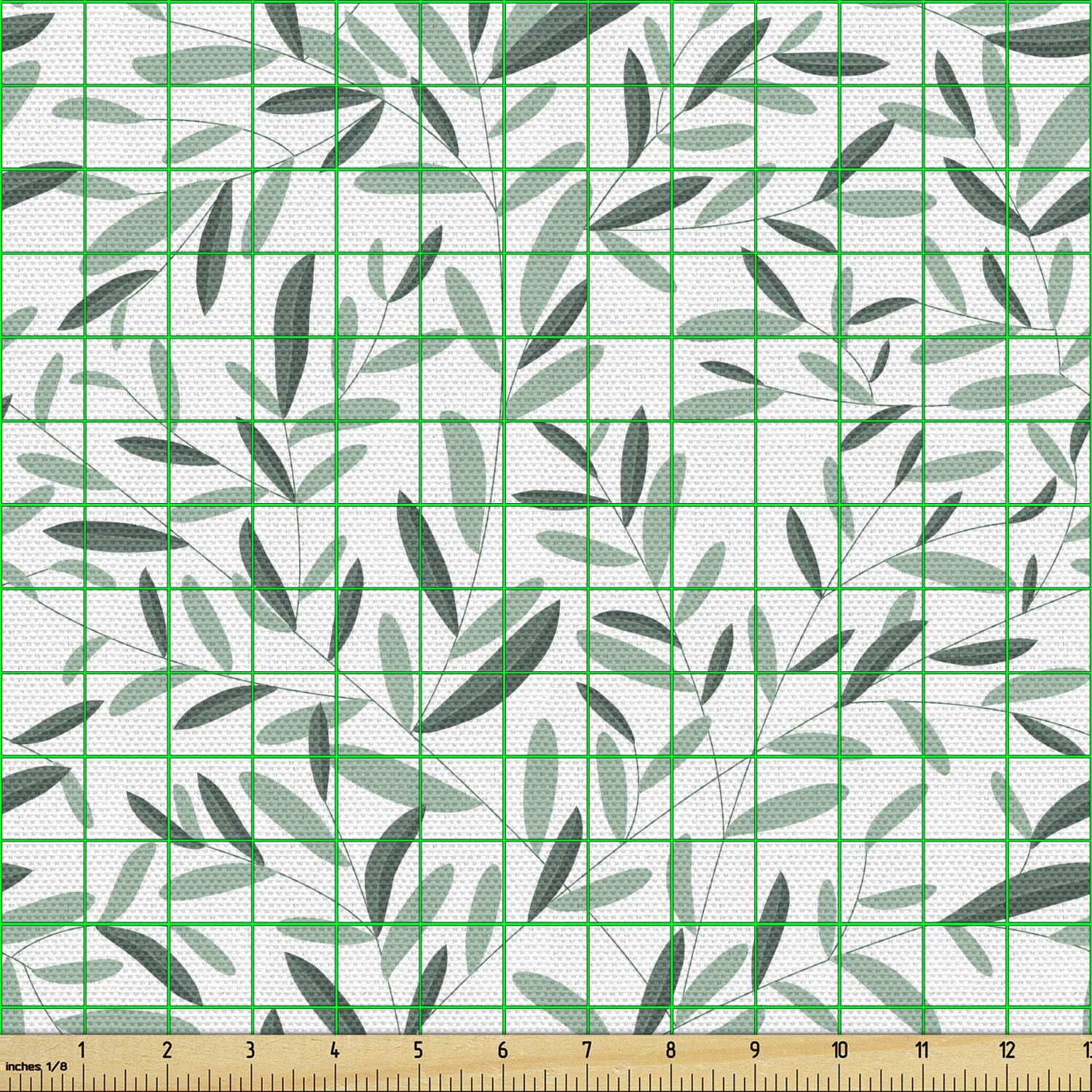 Ambesonne Sage Green Fabric by The Yard - Leaf Pattern Nature Inspired Upholstery Material for Home Decor, DIY Projects & Crafting | Perfect for Curtains, Pillows, Table Runners & Wall Hangings | Reseda Green & White Botanical Design