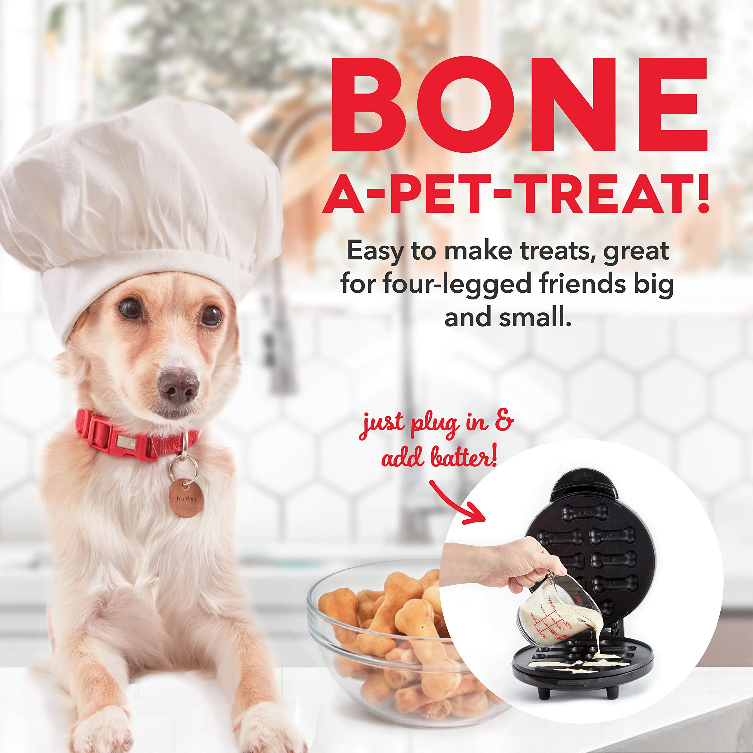 DASH Dog Treat Maker - 8-Bone Non-Stick Baking Set for Homemade Healthy Dog Snacks with Pet Approved Recipes (White) - Perfect for DIY Dog Treats, Training Rewards & Special Occasions