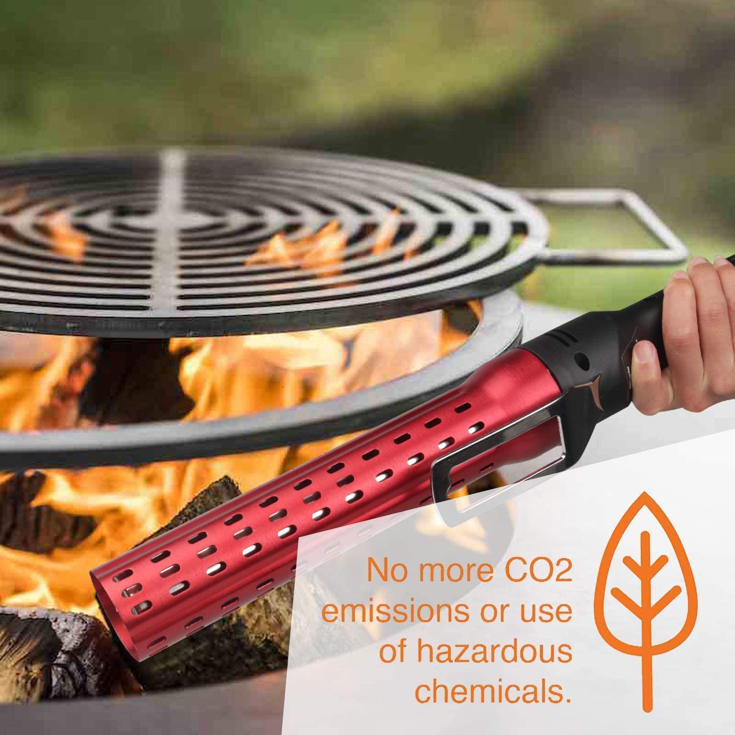 Electric Fire Starter for BBQ Grill & Smoker - Chemical-Free Heated Air with Built-In Blower - Perfect for Charcoal, Camping & Father's Day Gifts (Red) - Ideal for Outdoor Cooking, Backyard Parties & Emergency Fire Starting