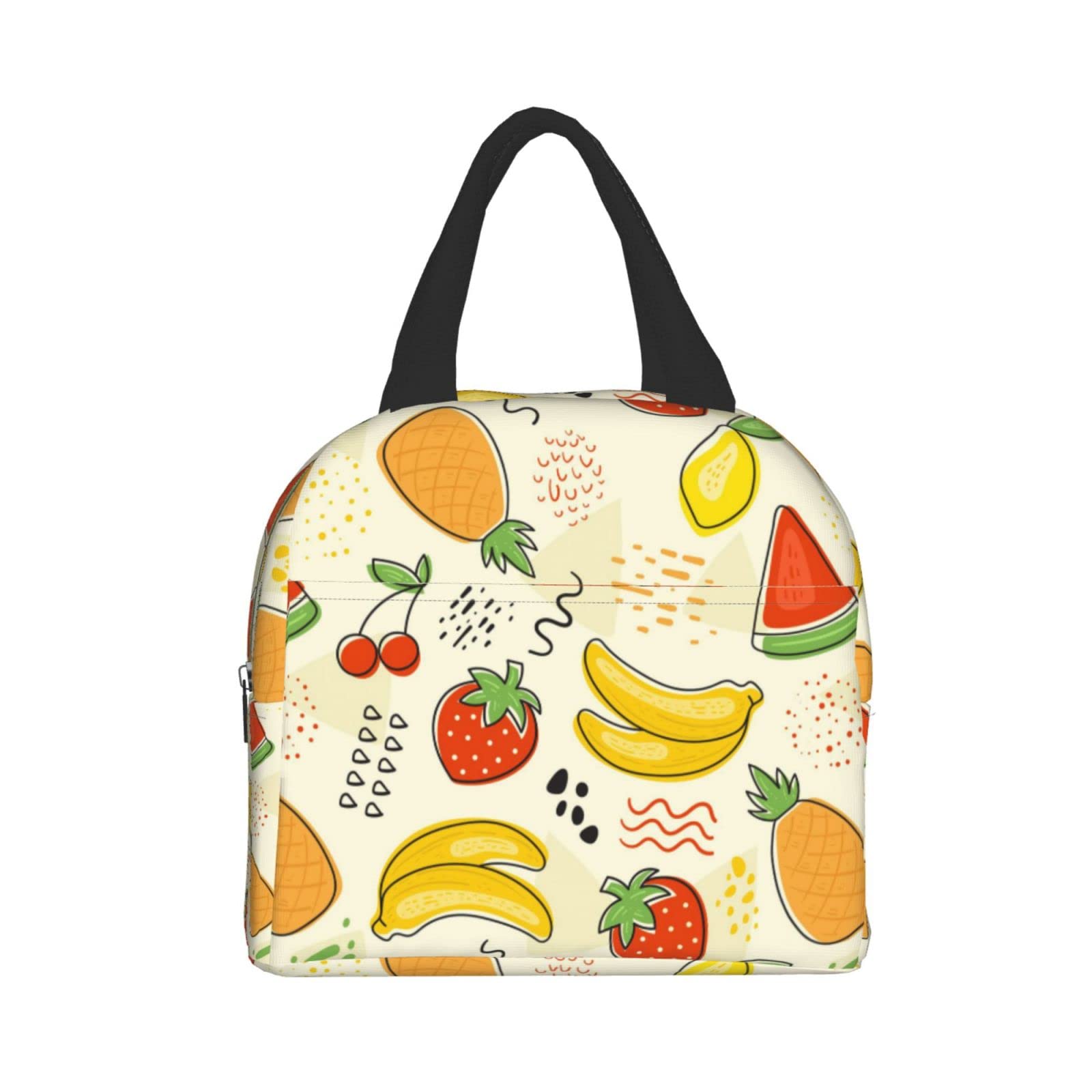 Colorful Fruits Print Insulated Lunch Box - Reusable & Leakproof Lunch Bag for Men & Women - Perfect for Work, School, Travel & Picnic - Portable Meal Container with Adjustable Shoulder Strap