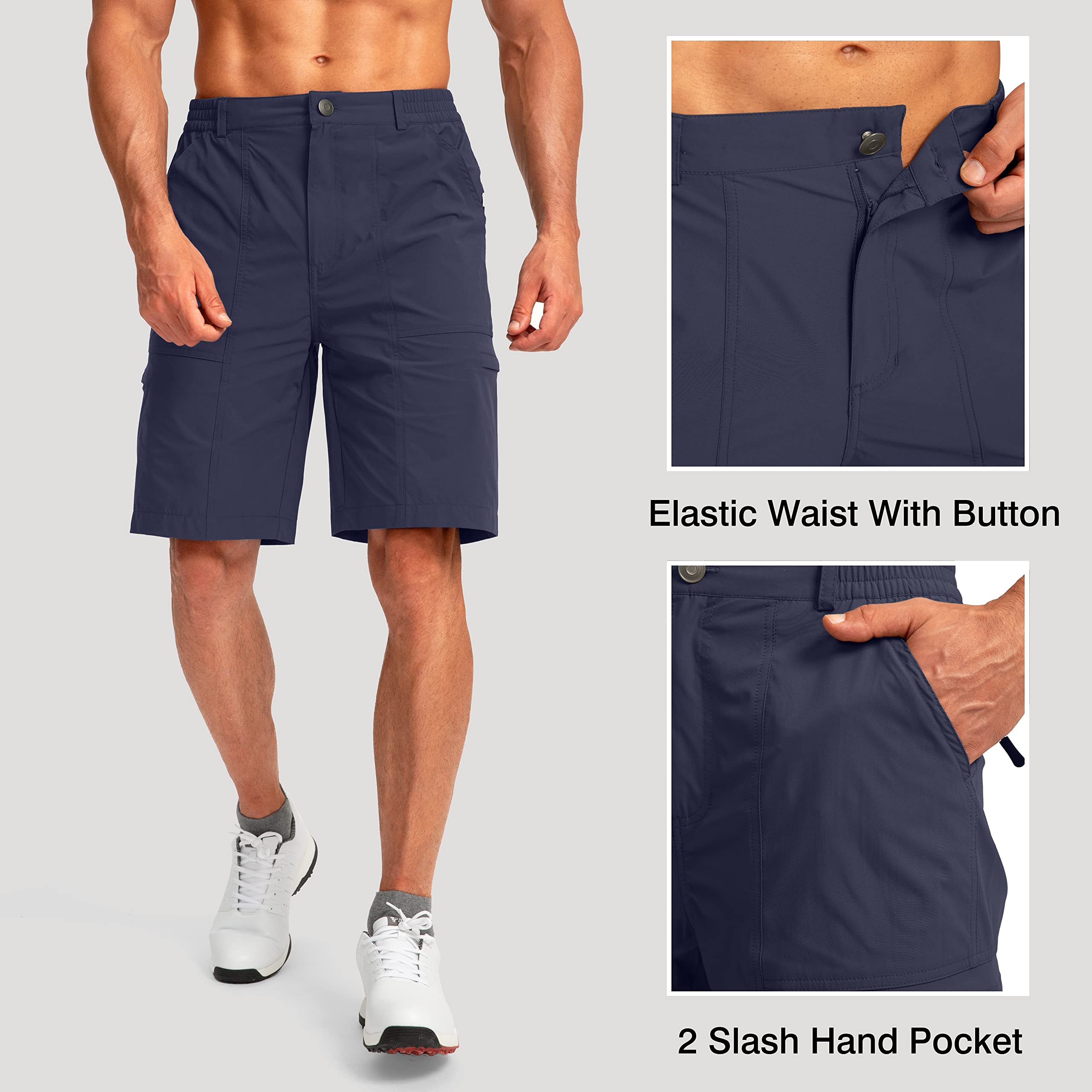 Viodia Men's Quick Dry Lightweight Hiking Cargo Shorts with 6 Pockets - Stretch Outdoor Shorts for Fishing, Golf & Summer Adventures