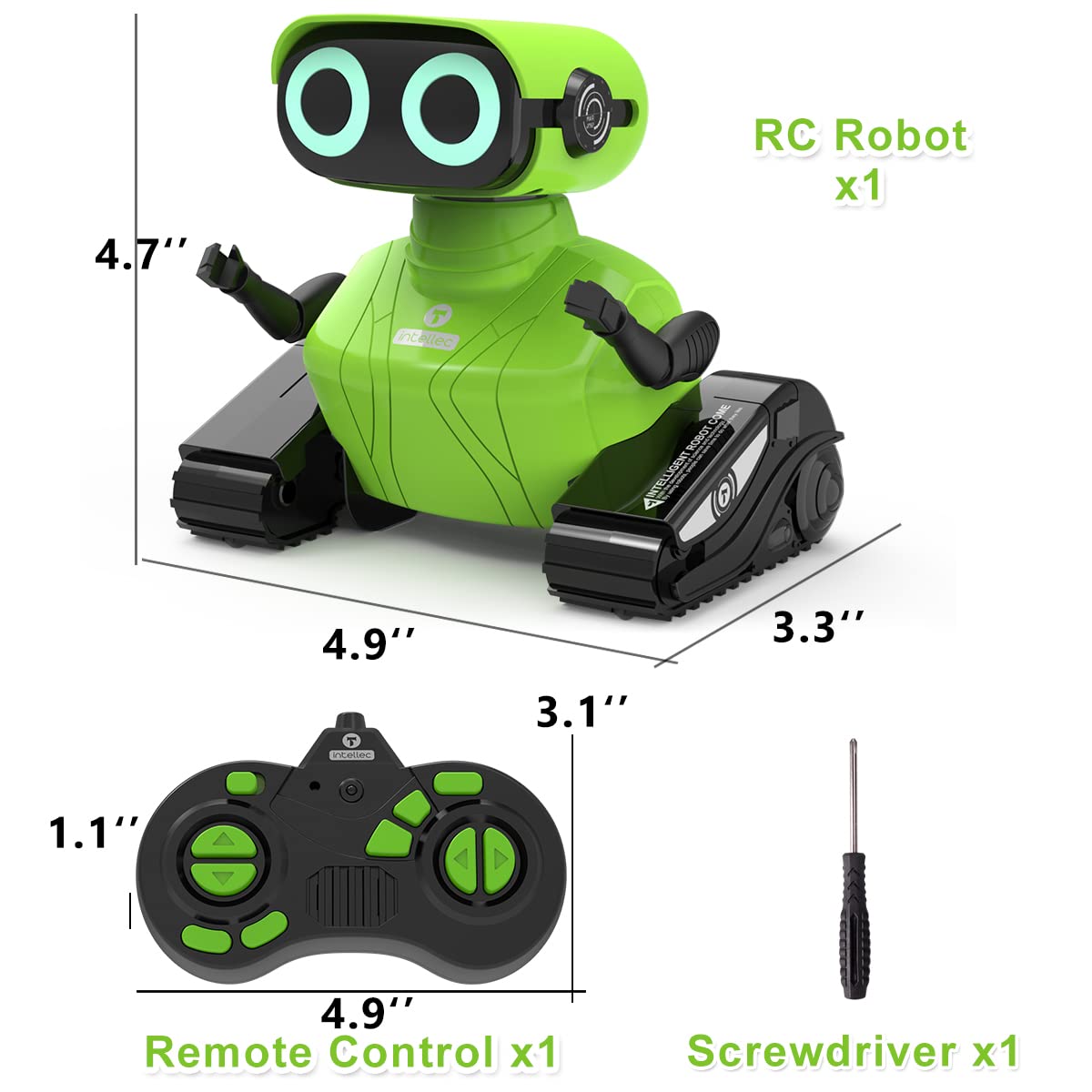 GILOBABY Remote Control Robot Toy for Kids - Interactive RC Robot with LED Eyes, Flexible Head & Arms, Dancing & Music - STEM Learning Toy for Boys & Girls Ages 3+ (Green) | Birthday Gift, Party Favor & Indoor Play Activity