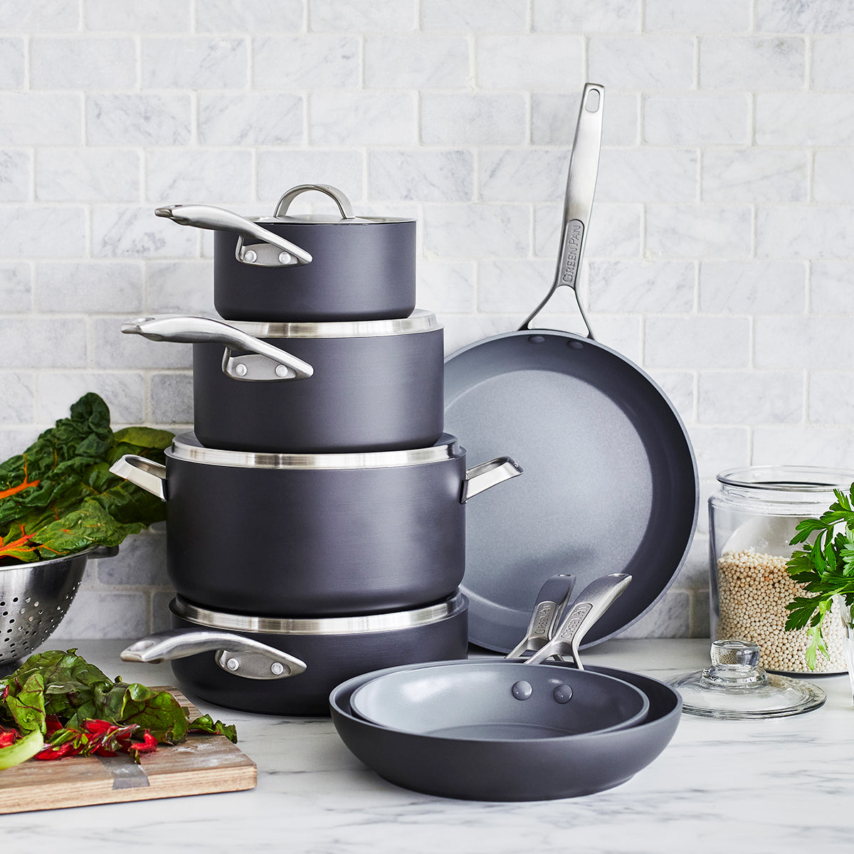 Paris Pro Ceramic Nonstick 11-Piece Cookware Set - Oven & Stovetop Safe Pots and Pans for Healthy Cooking | Perfect for Frying, Boiling, Baking & Serving Family Meals