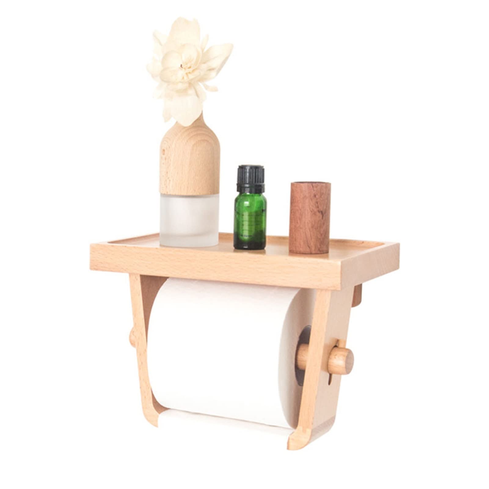 Wooden Toilet Paper Holder - Bathroom & Kitchen Paper Towel Stand with Simple Design | Durable Tissue Box Organizer for Home, Office, and RV Use