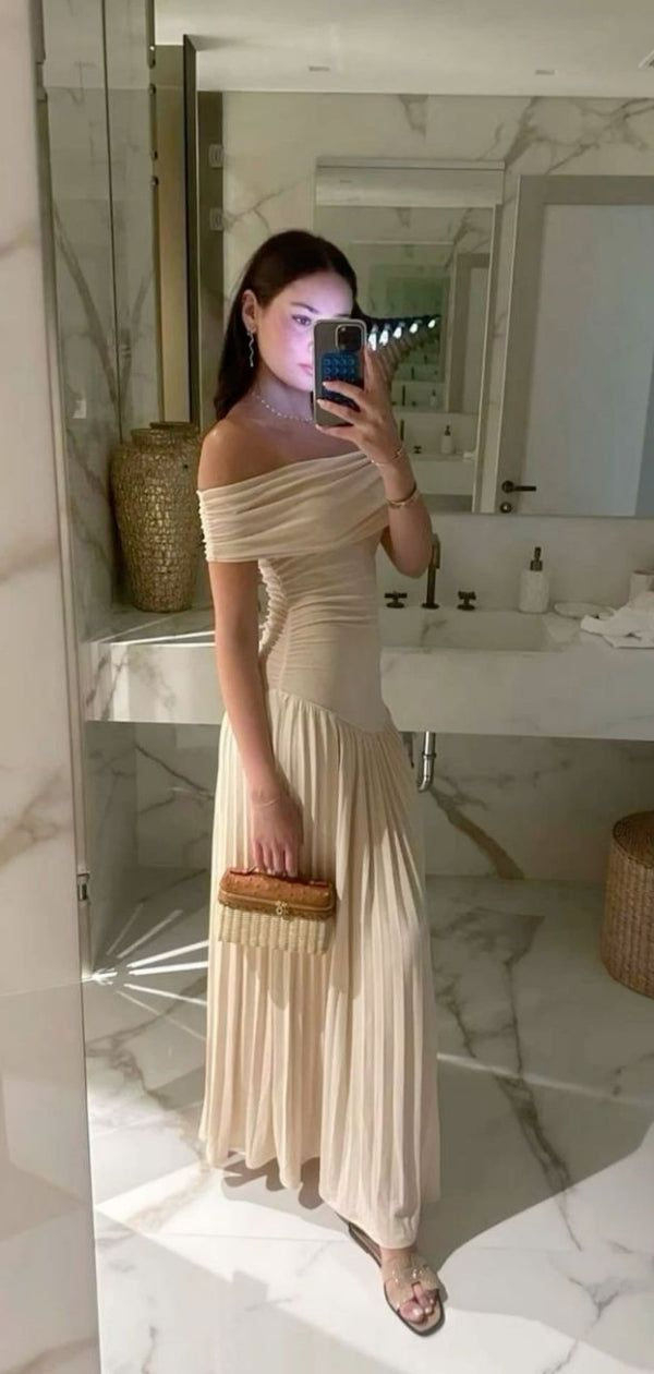 Elegant Off Shoulder A-Line Chiffon Evening Prom Dress J5950 - Perfect for Homecoming, Formal Dances & Special Occasions