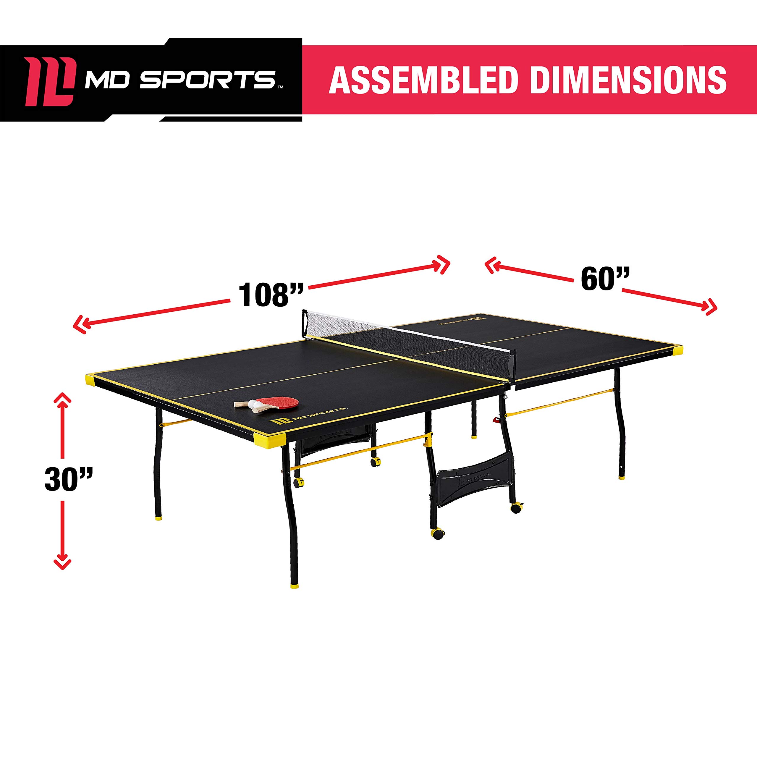 MD Sports Table Tennis Tables - Foldable Ping Pong Table with Net | Multiple Styles for Indoor/Outdoor Use | Perfect for Family Game Rooms, Basements & Backyards