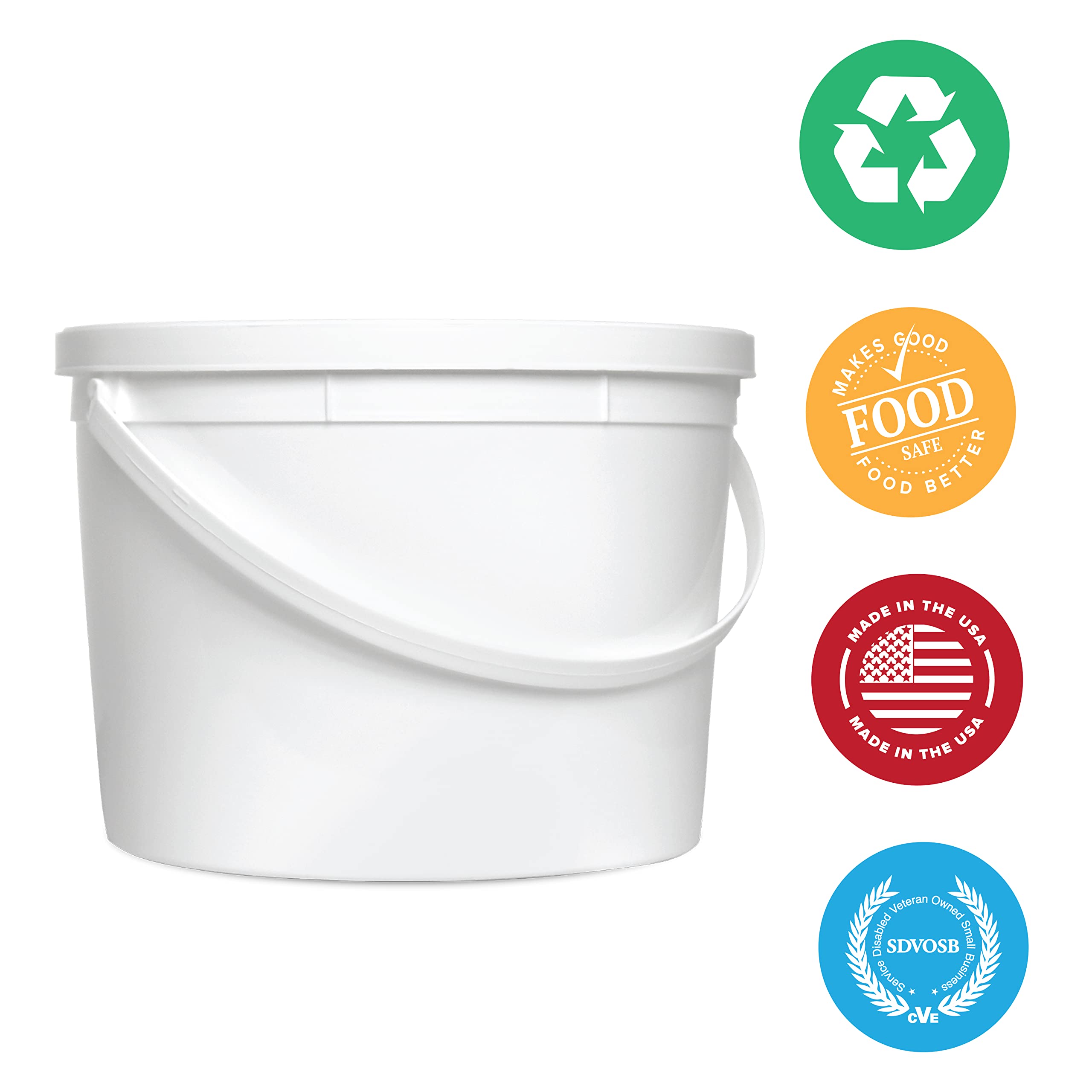 ePackageSupply 10-Pack 1 Gallon BPA-Free Food Grade HDPE Plastic Buckets with Lids - Freezer Safe Round Containers for Ice Cream, Soup & Food Prep - Made in USA | Perfect for Commercial Kitchens, Catering & Bulk Food Storage