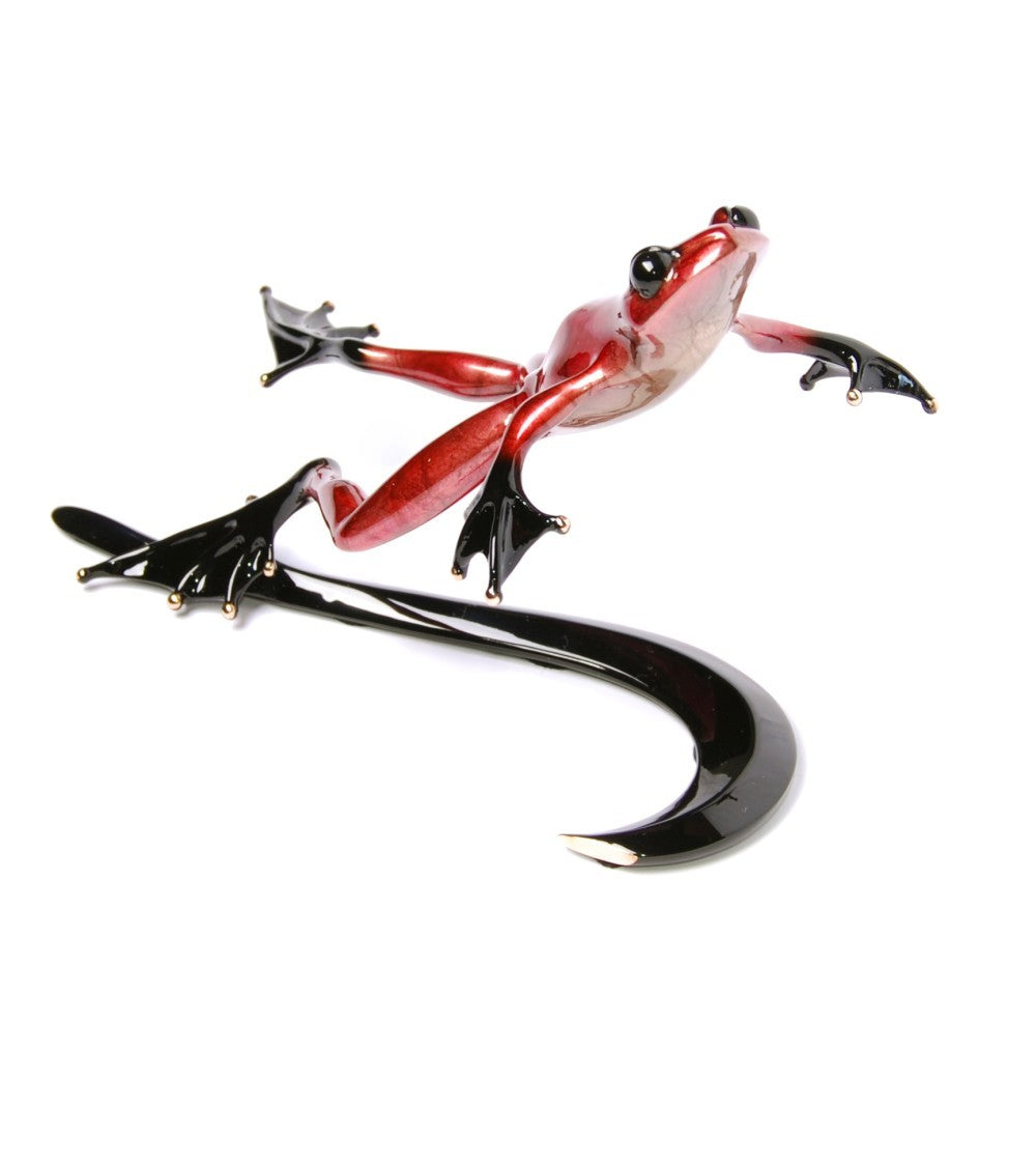 Tim Cotterill Bronze Sculpture Valentino - Handcrafted Frog Figurine for Home Decor, Office Display & Gift Giving
