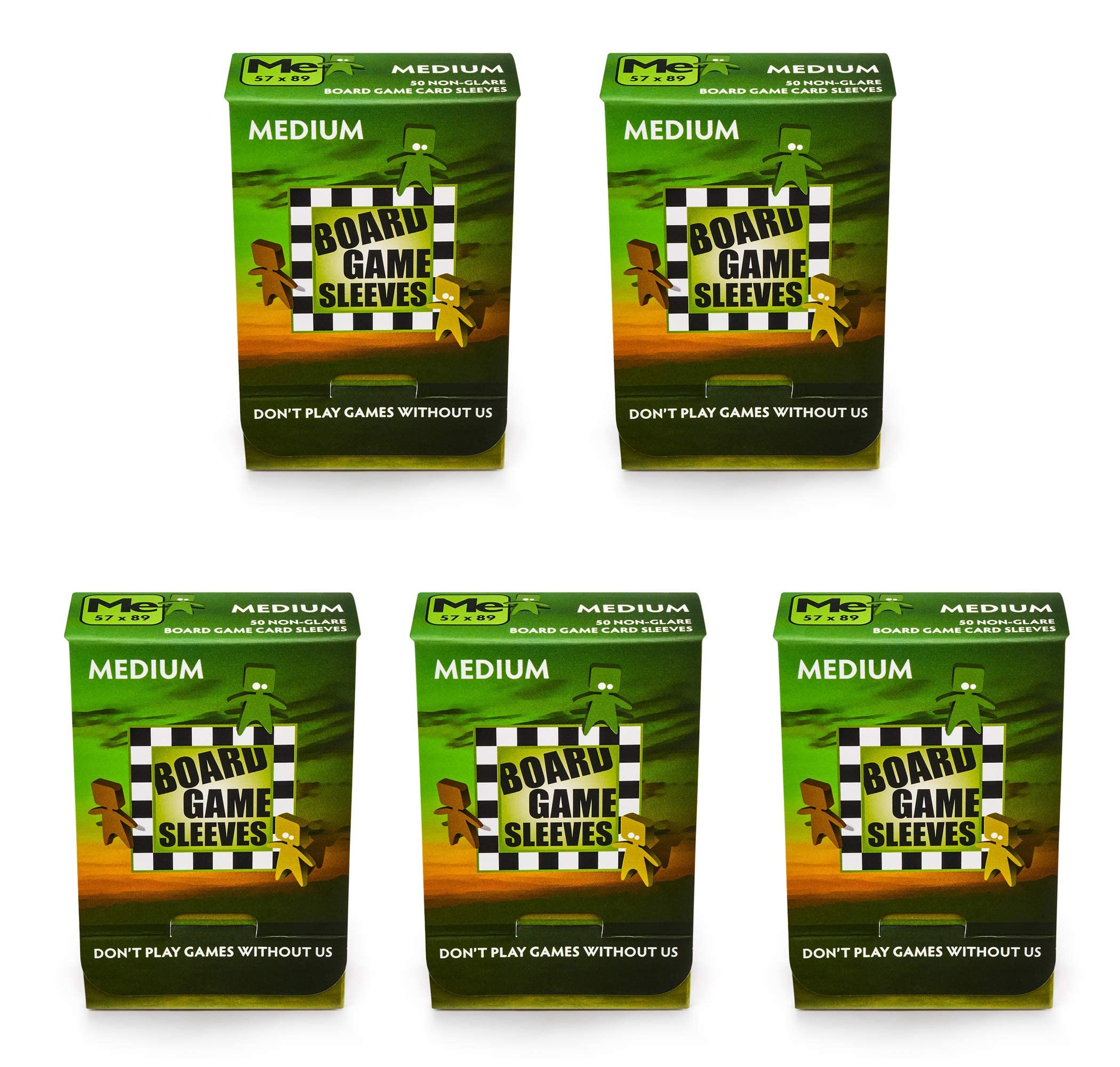 5 Packs Arcane Tinmen Non-Glare Board Game Sleeves - 50 Count Medium Size Card Protectors Value Bundle - Perfect for MTG, Pokemon & Trading Card Games Protection