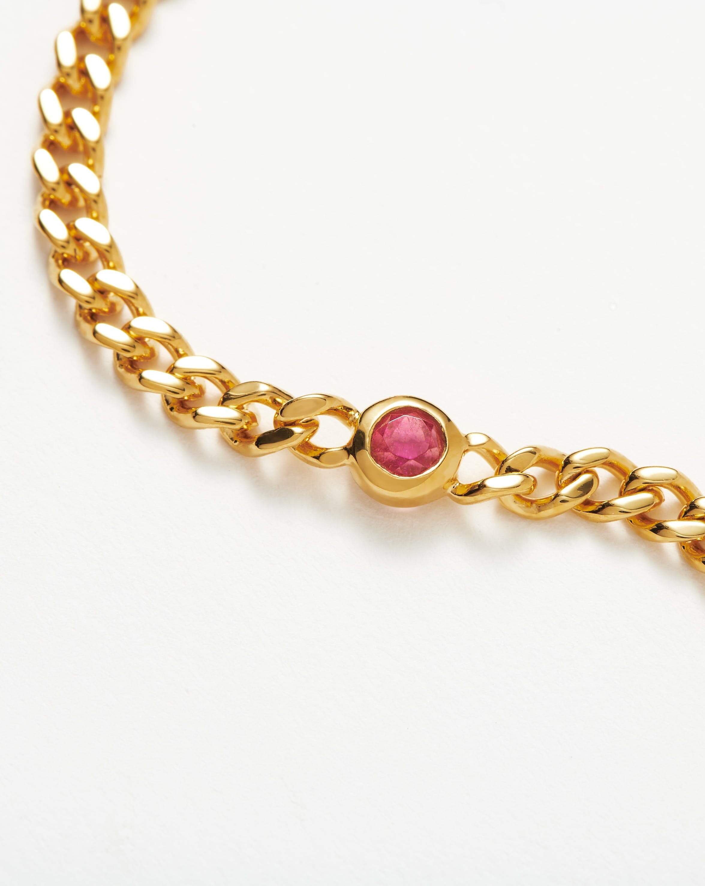October Birthstone Chain Bracelet - 18k Gold Plated Vermeil with Pink Tourmaline | Elegant Jewelry Gift for Women, Birthday, Anniversary & Special Occasions