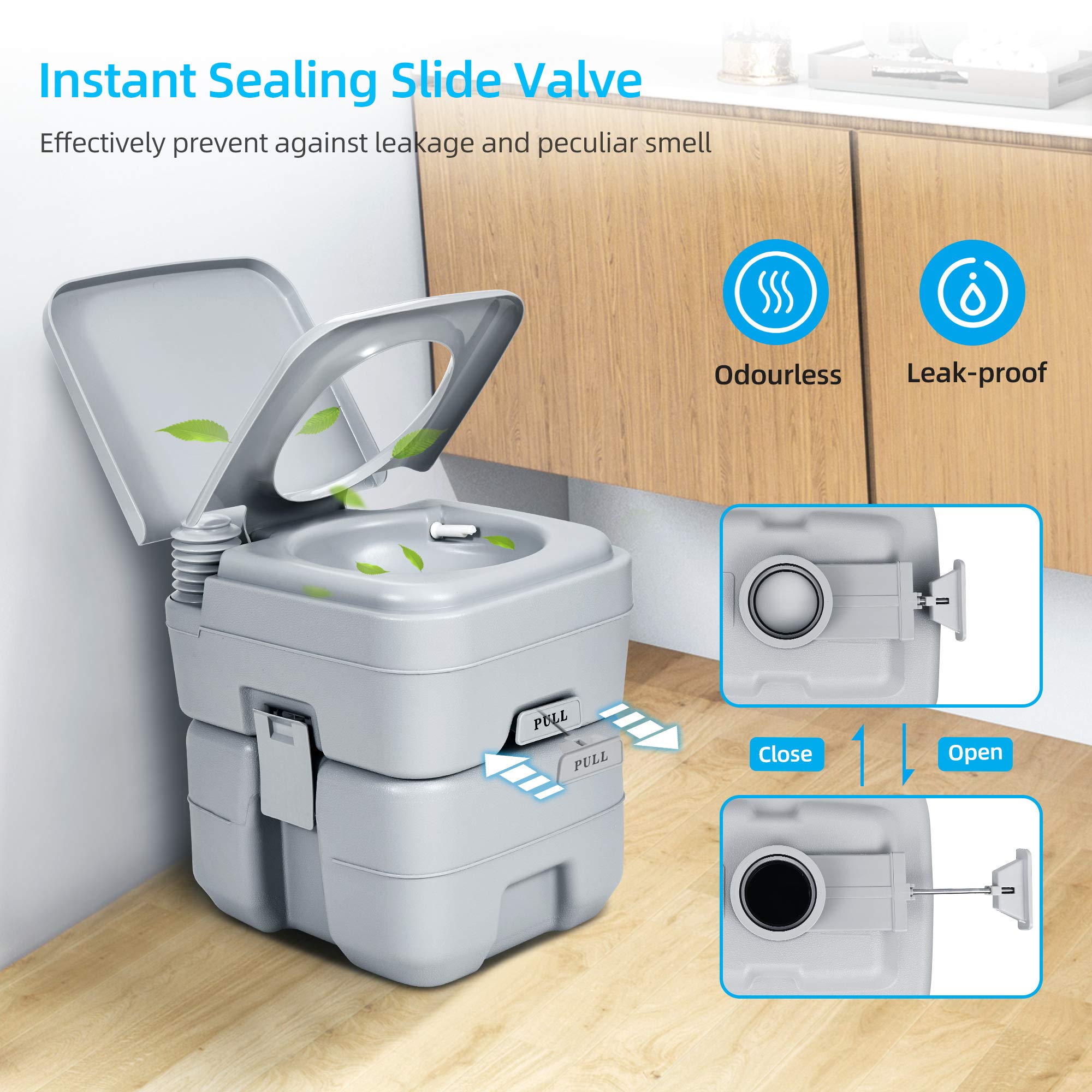 YITAHOME 5.3 Gallon Portable Toilet for RV Camping & Travel - Detachable Waste Tank, Press Flush Pump - Ideal for Road Trips, Boating, Hiking & Outdoor Adventures