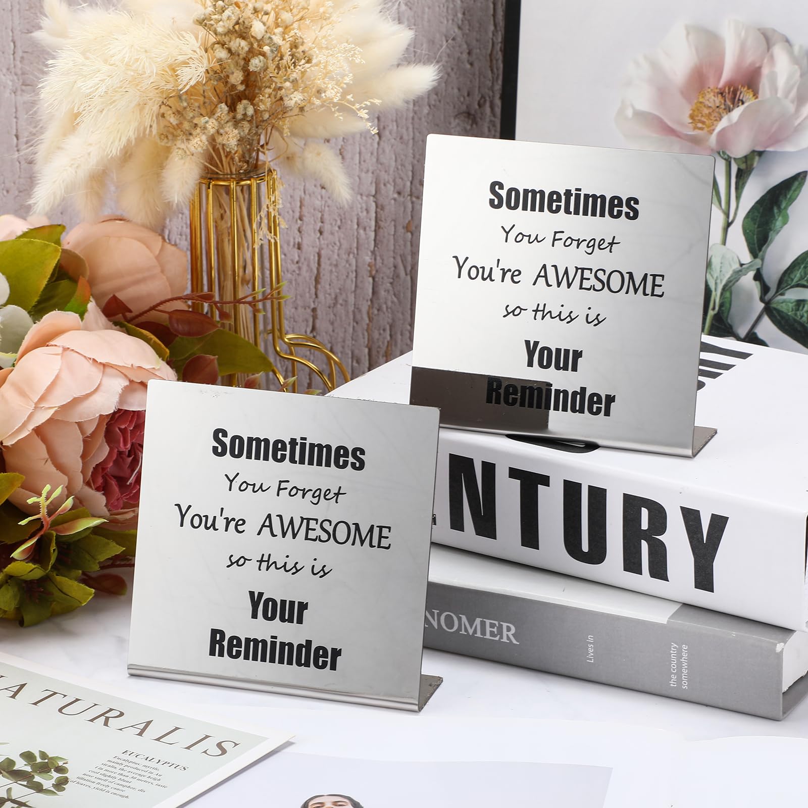 12 Pcs Motivational Plaque Gifts for Teachers, Nurses, Graduation - Silver