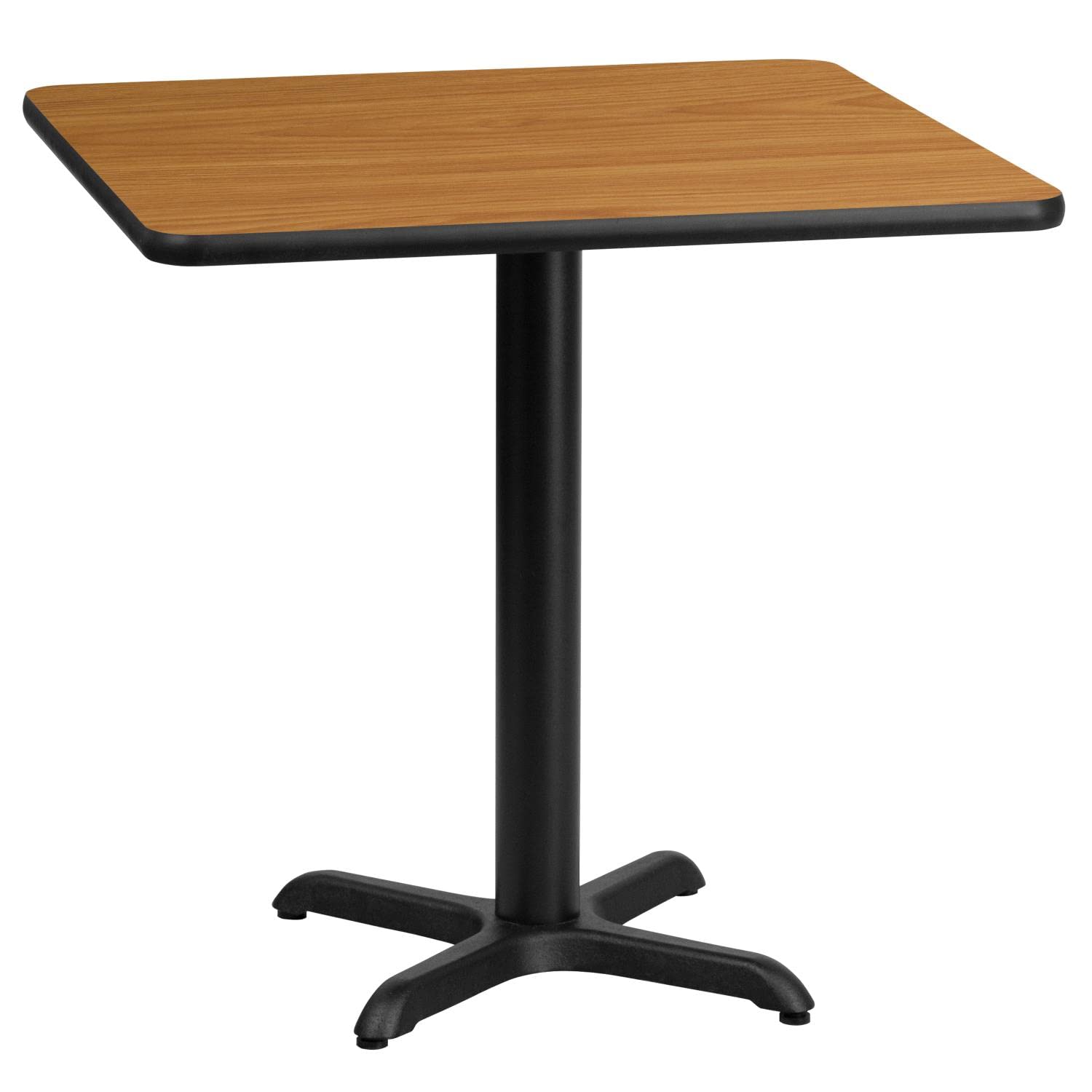 Flash Furniture 24'' Square Natural Laminate Table Top with 22'' x 22'' Adjustable Height Base - Perfect for Office, Conference Room, or Home Workspace