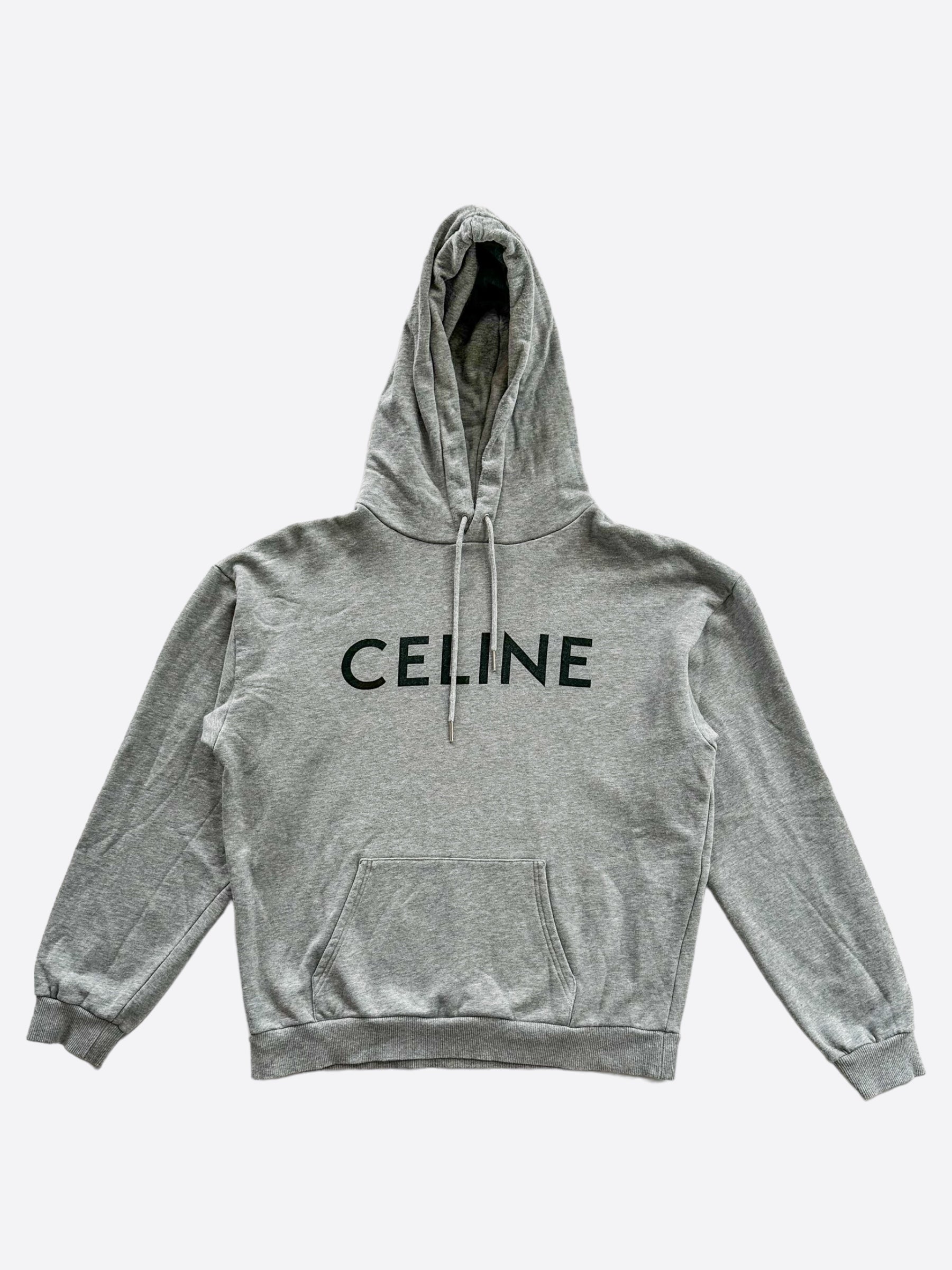 Celine Grey & Black Logo Hoodie for Men & Women - Stylish Pullover Sweatshirt for Casual Wear & Street Fashion