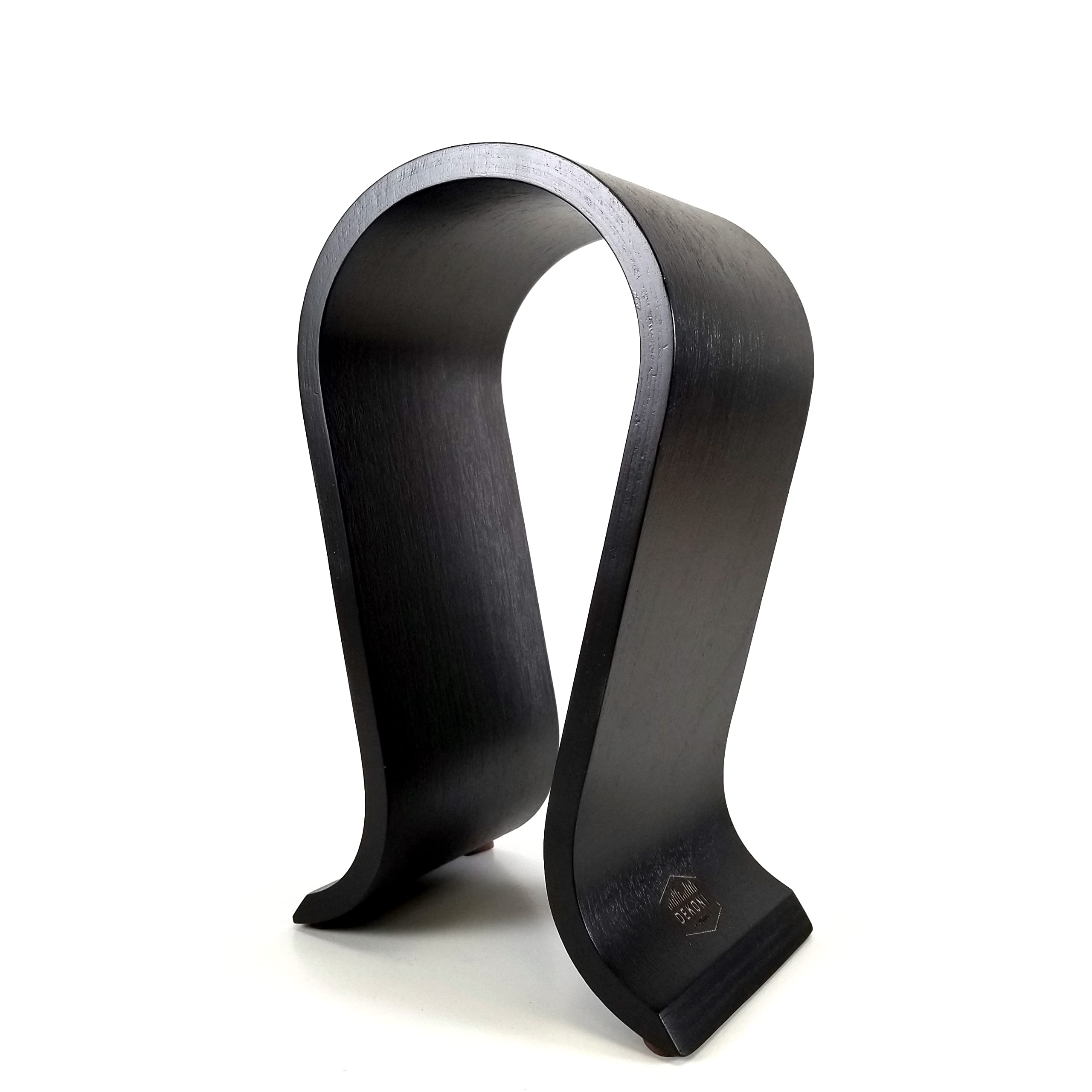 Premium Dekoni Audio Black Wooden Headphone Stand - Elegant Desk Organizer for Gaming Headsets & Studio Headphones | Perfect for Home Office, Gaming Setup & Audio Workstations