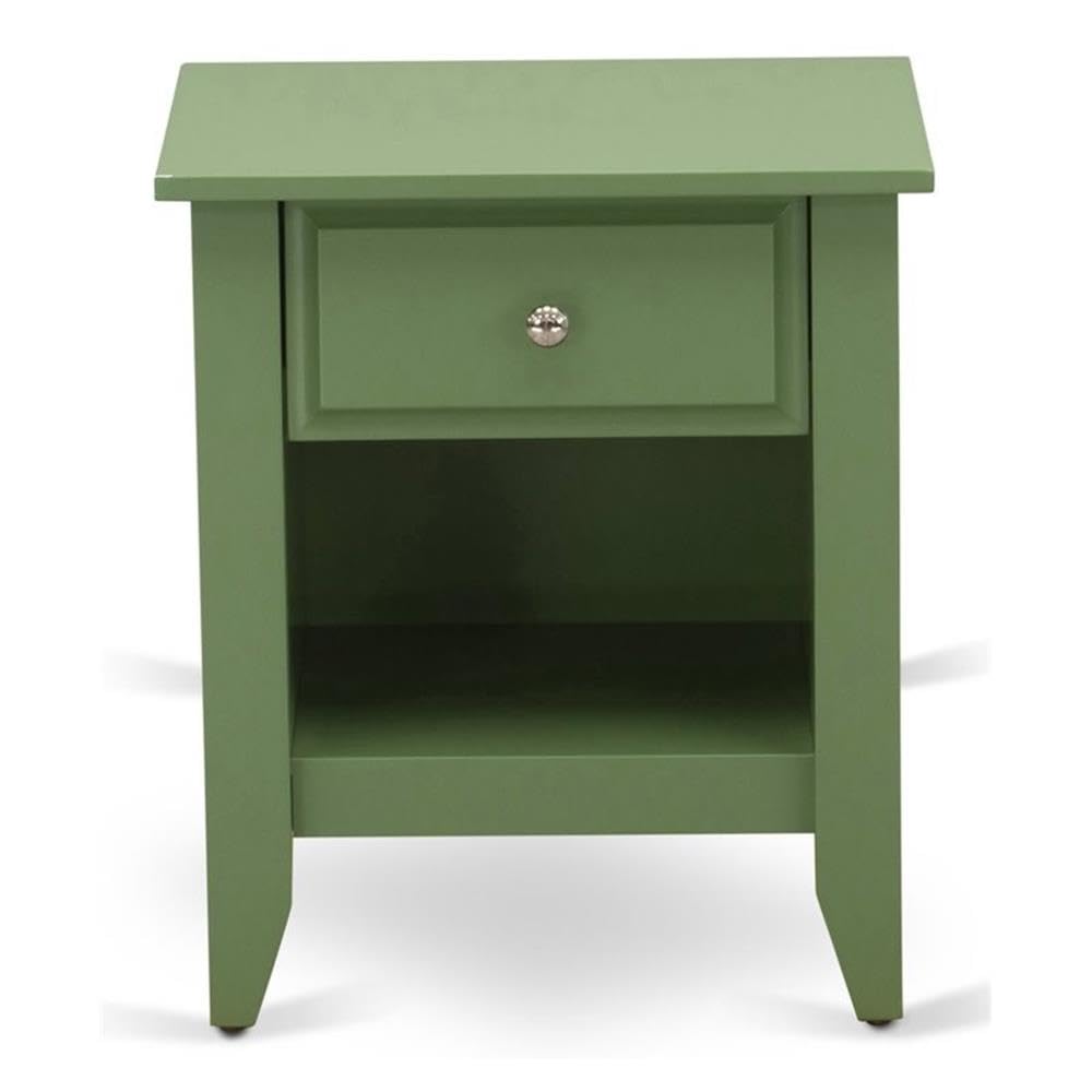 East West Furniture GA-12-ET Gallatin Night Stand - 18x21 Inch Rectangle Bedside Table with Drawer for Bedroom, Clover Green - Perfect for Storing Books, Lamps & Bedroom Essentials