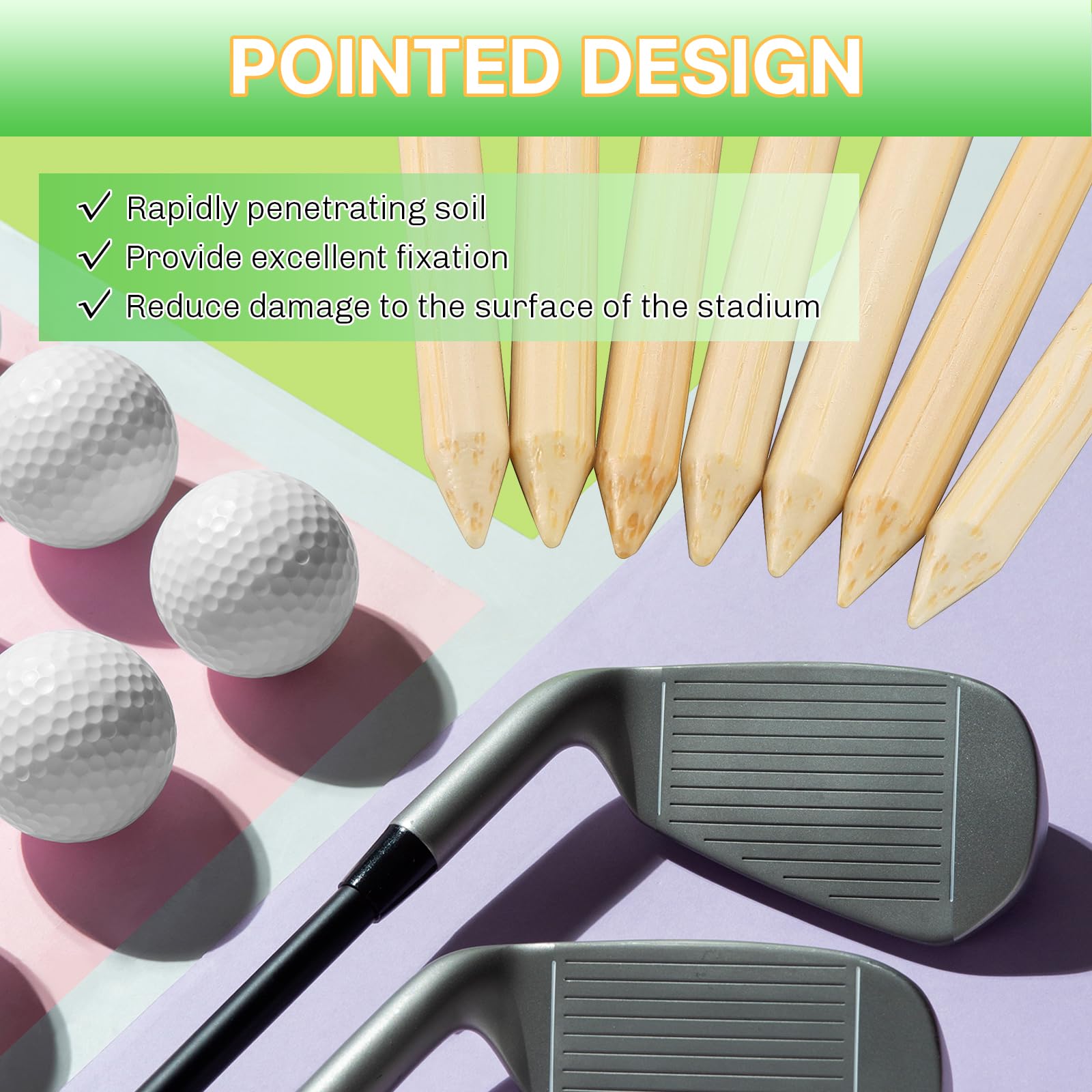 Premium Bamboo Golf Tees 2-3/4 Inch - 7X Stronger Than Wood Tees | Low Friction & Reduced Side Spin | Perfect for Driving Range & Tournament Play