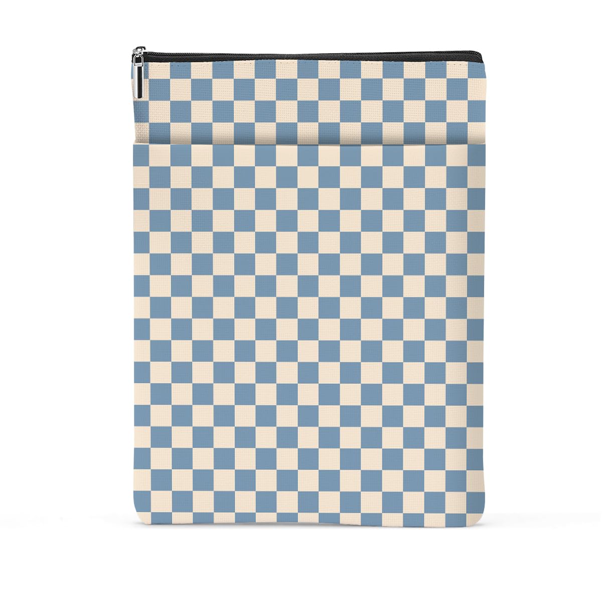 Vintage Blue Plaid Waterproof Book Sleeve with Front Pocket - Book Cover Protector Pouch for Women & Girls - Perfect Gift for Book Lovers, Book Club Members & Readers - Ideal for Travel, School, Library & Daily Reading Protection