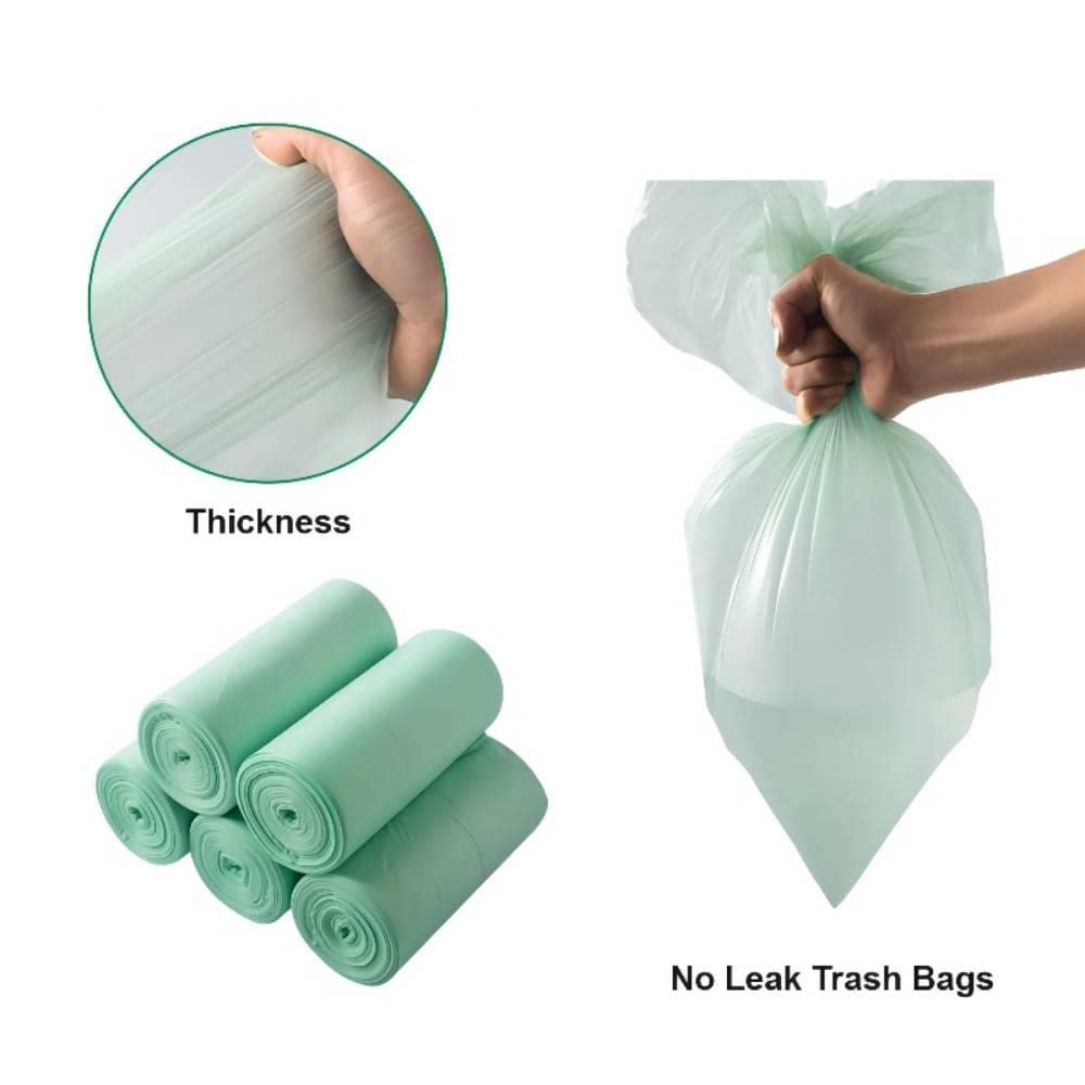 AURMOO 200 Count Biodegradable Trash Bags 2-3 Gallon - Eco-Friendly Garbage Can Liners for Kitchen, Office, Living Room (40X43cm, Green) | Perfect for Organic Waste, Daily Cleaning & Household Use