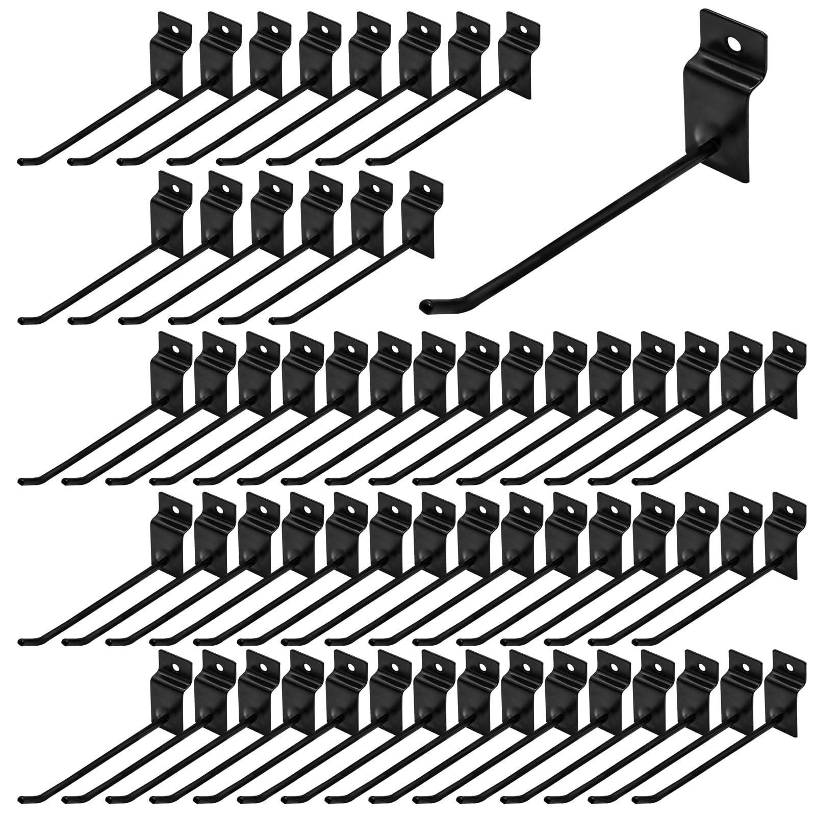 60Pcs Heavy Duty Metal Slatwall Hooks Set - 6 Inch Black Display Hangers for Retail, Garage & Shop Organization - Perfect for Wall Panels, Pegboards & Gridwall Displays in Stores, Workshops & Exhibitions