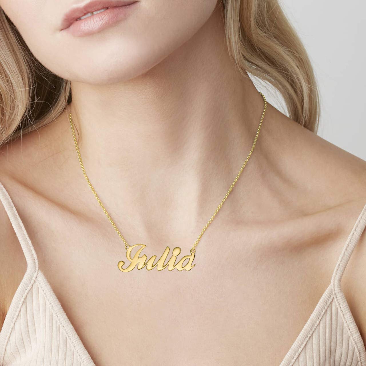 14K Solid Gold Personalized Name Necklace for Women - Custom Engraved Dainty Nameplate Necklace Jewelry Gift for Her - Perfect for Birthdays, Anniversaries & Special Occasions