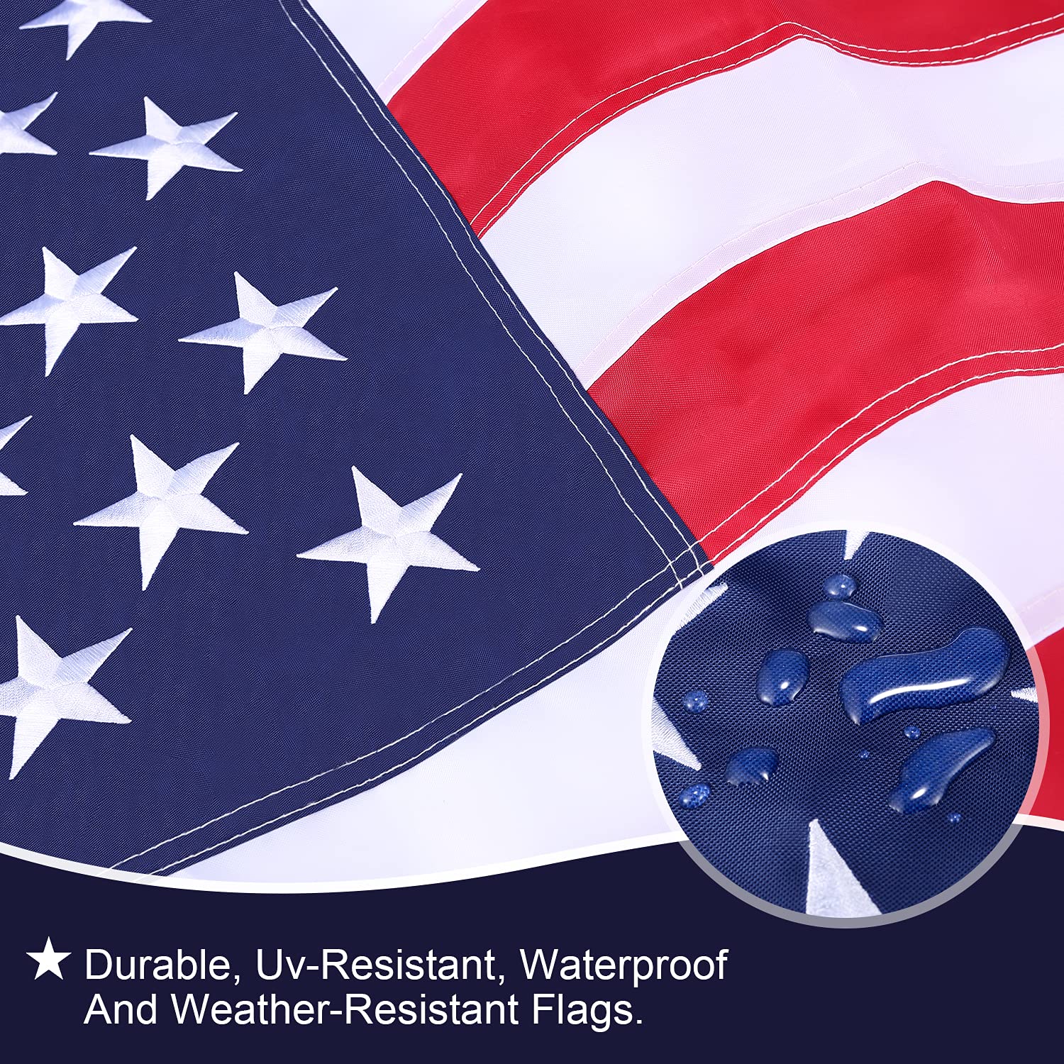 2X3 USA Flag - Heavy Duty Sewn Nylon American Flag with Embroidered Stars, Weatherproof Outdoor US Flag for Porch, Garden & Patriotic Decorations