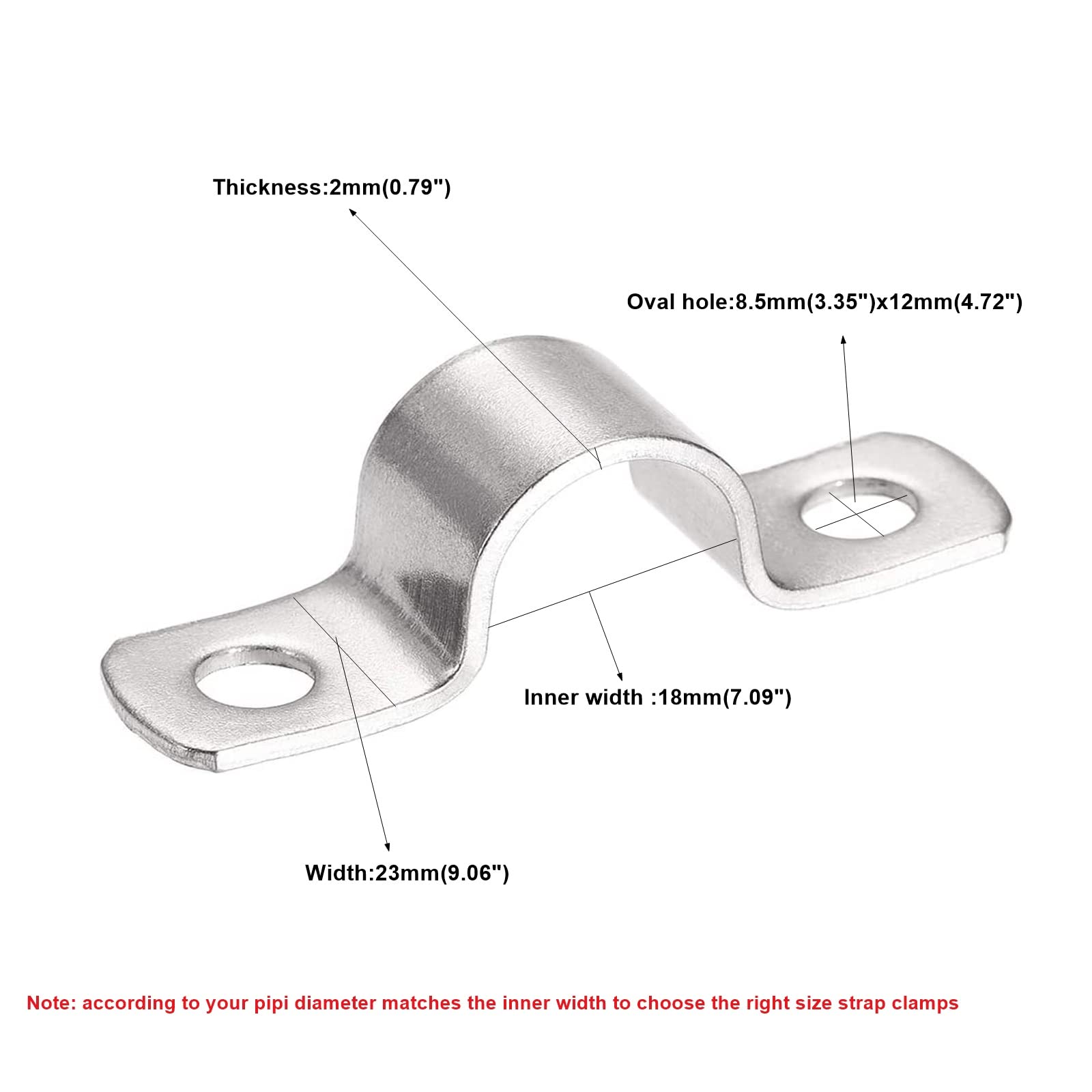 AKIHISA 28mm Heavy Duty 2 Hole U-Tube Strap Clamp, 10 Pack Stainless Steel 304 U-Bracket Pipe Clamps for 1-7/64 Inch Pipes - Secure Cable Management for Plumbing, HVAC, and Electrical Installations