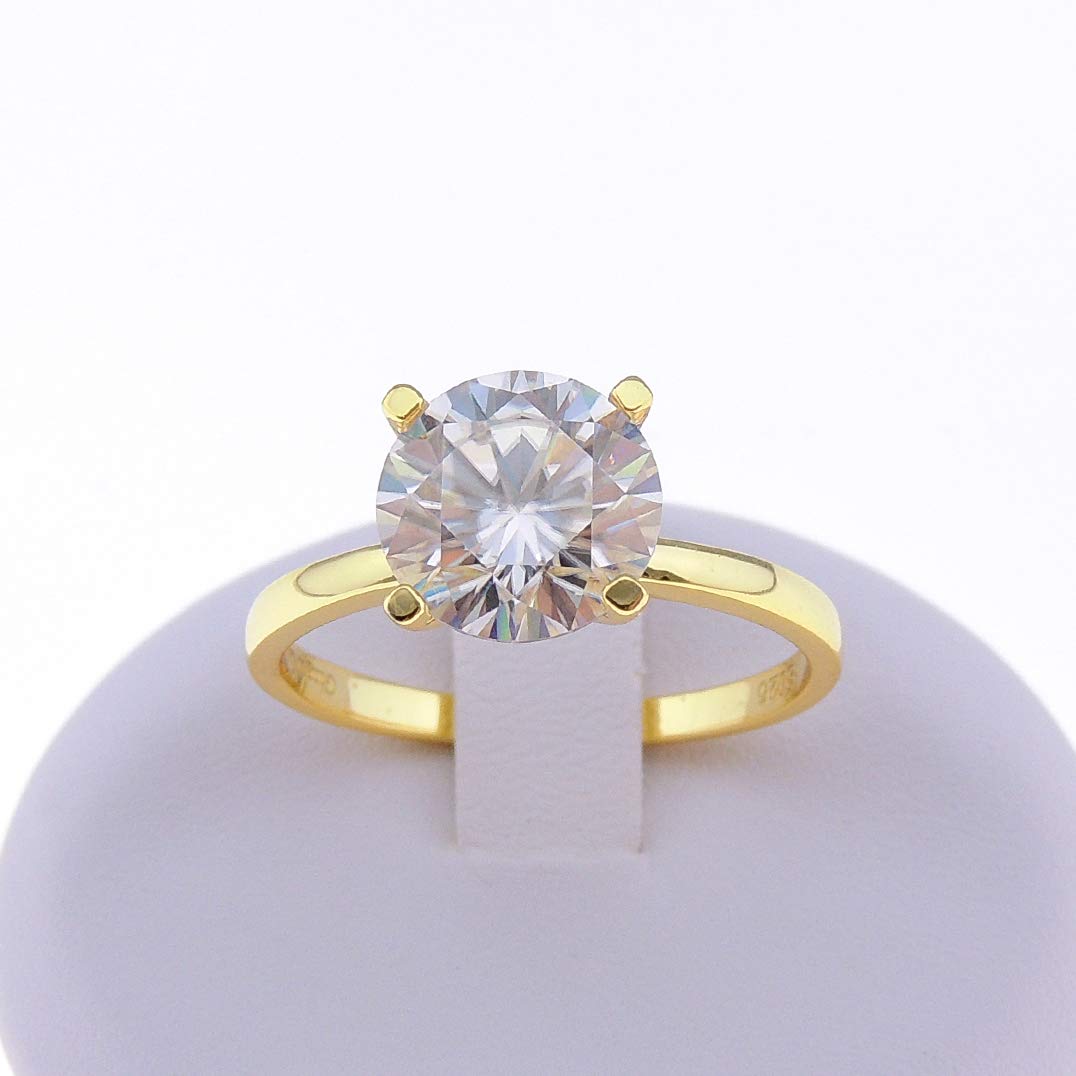 Ginger Lyne 3 Carat Moissanite Solitaire Engagement Ring for Women - White Gold over Sterling Silver, Diamond Alternative Wedding Band - Perfect for Proposals, Anniversaries & Bridal Jewelry Gifts