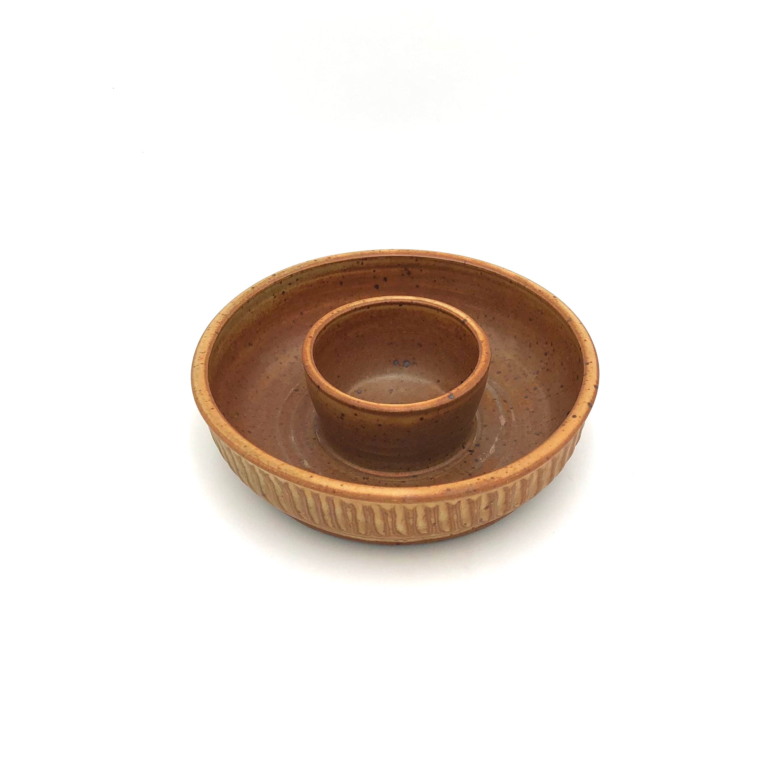 Coburn Small Fluted Tan Chip and Dip Serving Bowl - Elegant Appetizer Platter for Parties, Entertaining & Home Decor