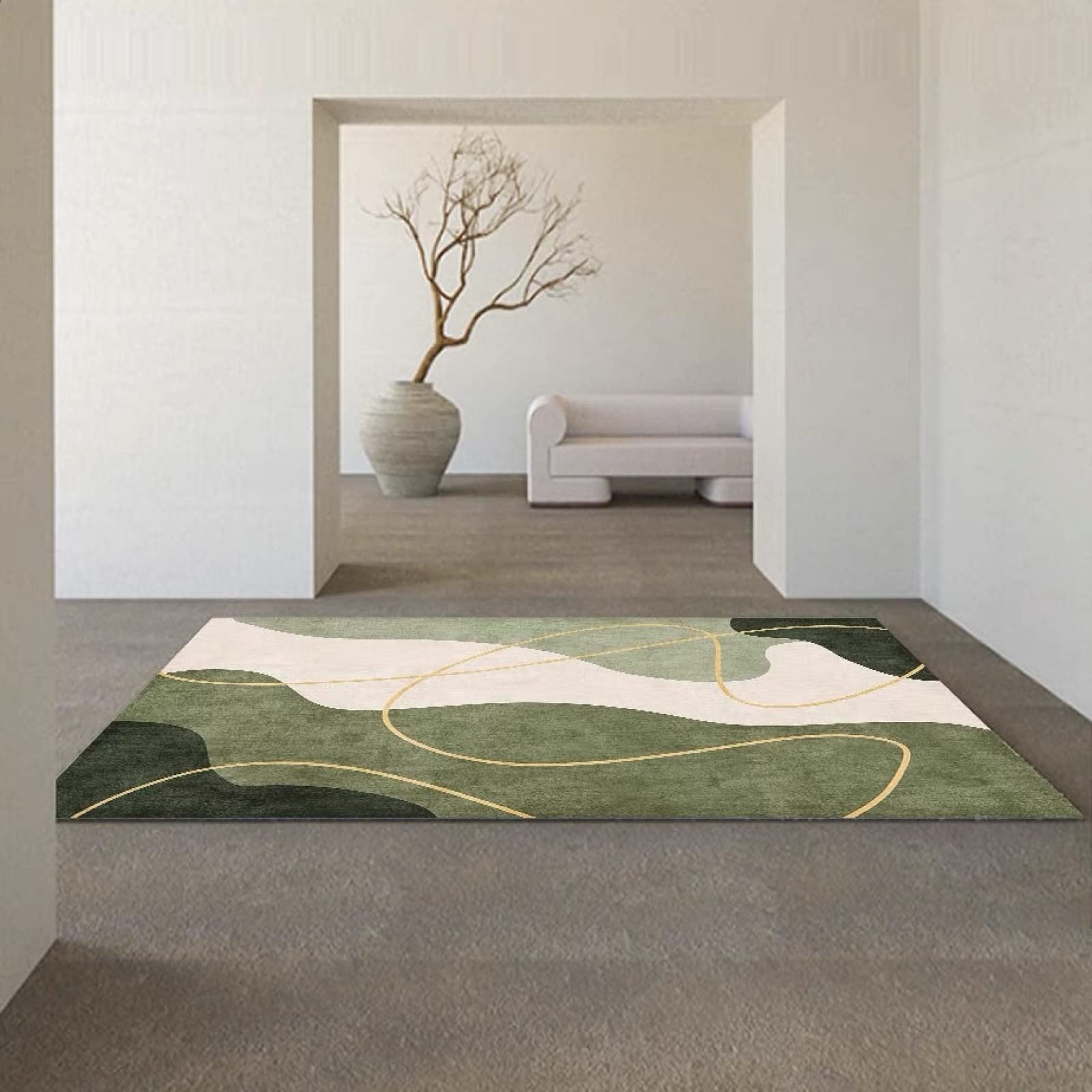 Fresh & Simple Modern Area Rugs 5x6ft - Non-Slip Breathable Living Room Rug with Geometric Lines & Abstract Patterns - Perfect for Bedroom, Study, Office & High-Traffic Areas