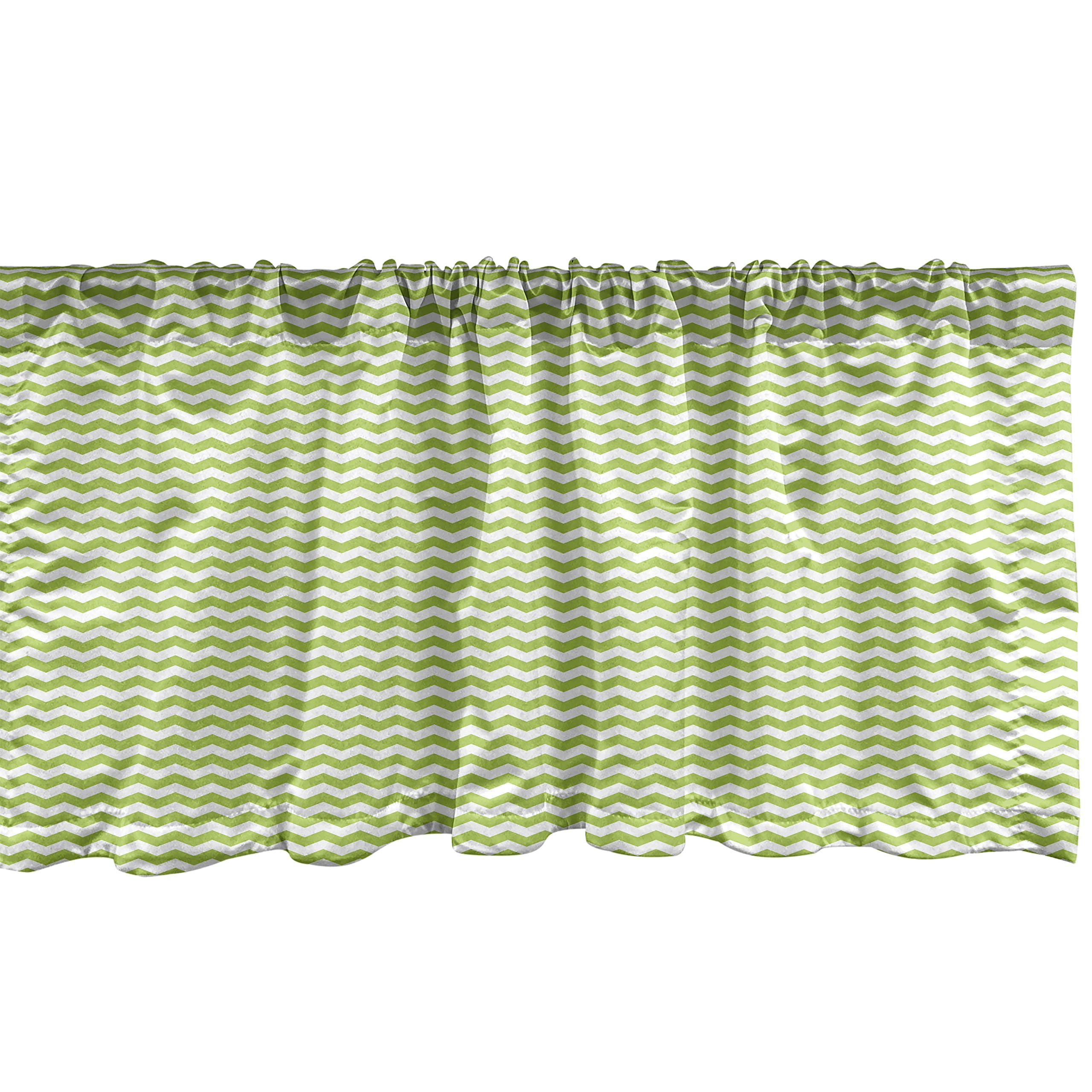 Ambesonne Chevron Window Valance - Modern Green & White Zigzag Geometric Curtain Valance with Rod Pocket, 54x18 Inches - Perfect for Kitchen & Bedroom Decor | Minimalist Home Accent for Contemporary Living Spaces