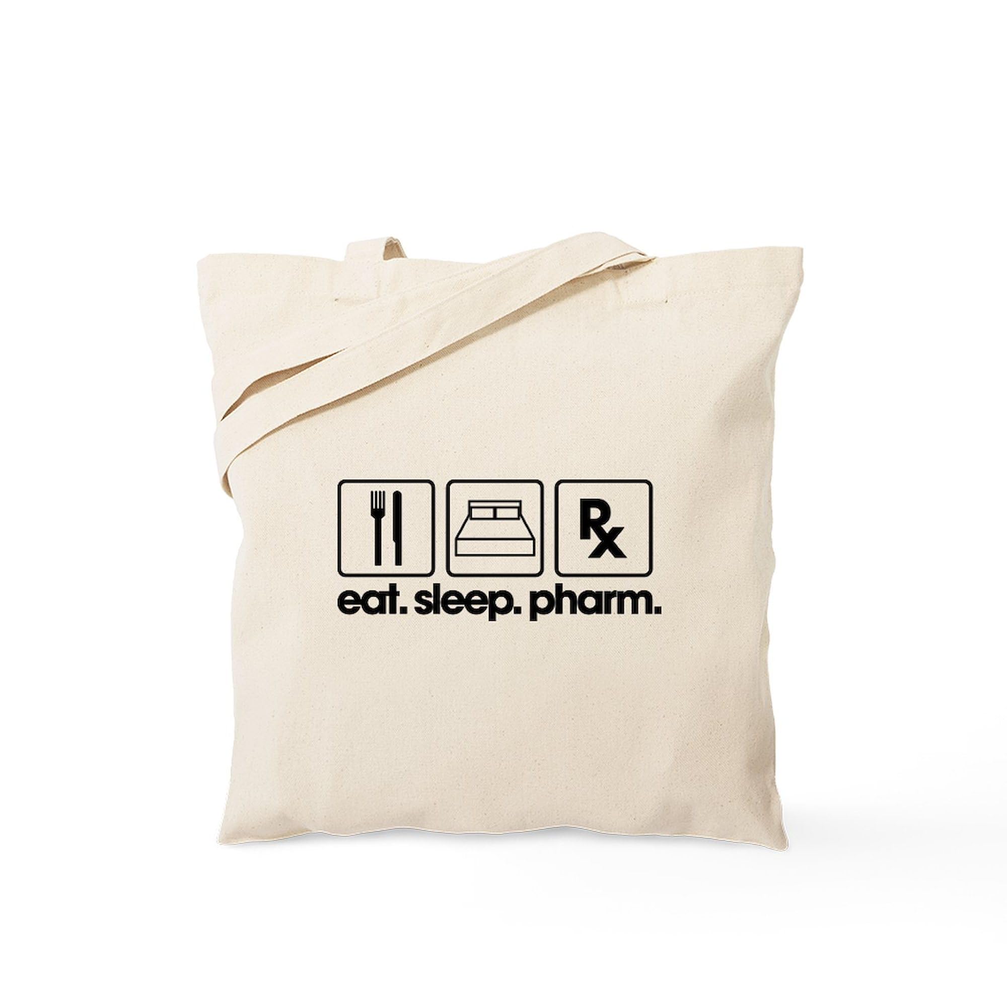 Eat Sleep Pharm Tote Bag - Natural Canvas Reusable Shopping Bag for Pharmacists & Medical Students - Perfect for Work, School & Grocery Shopping